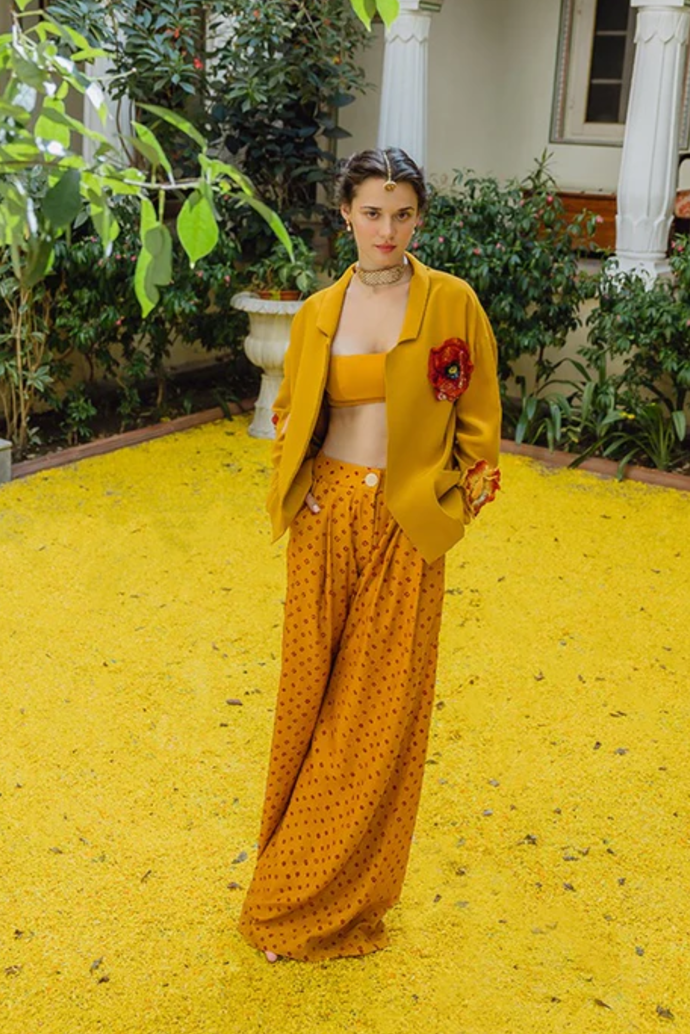 MARIGOLD AND POPPIES BANDHINI SET