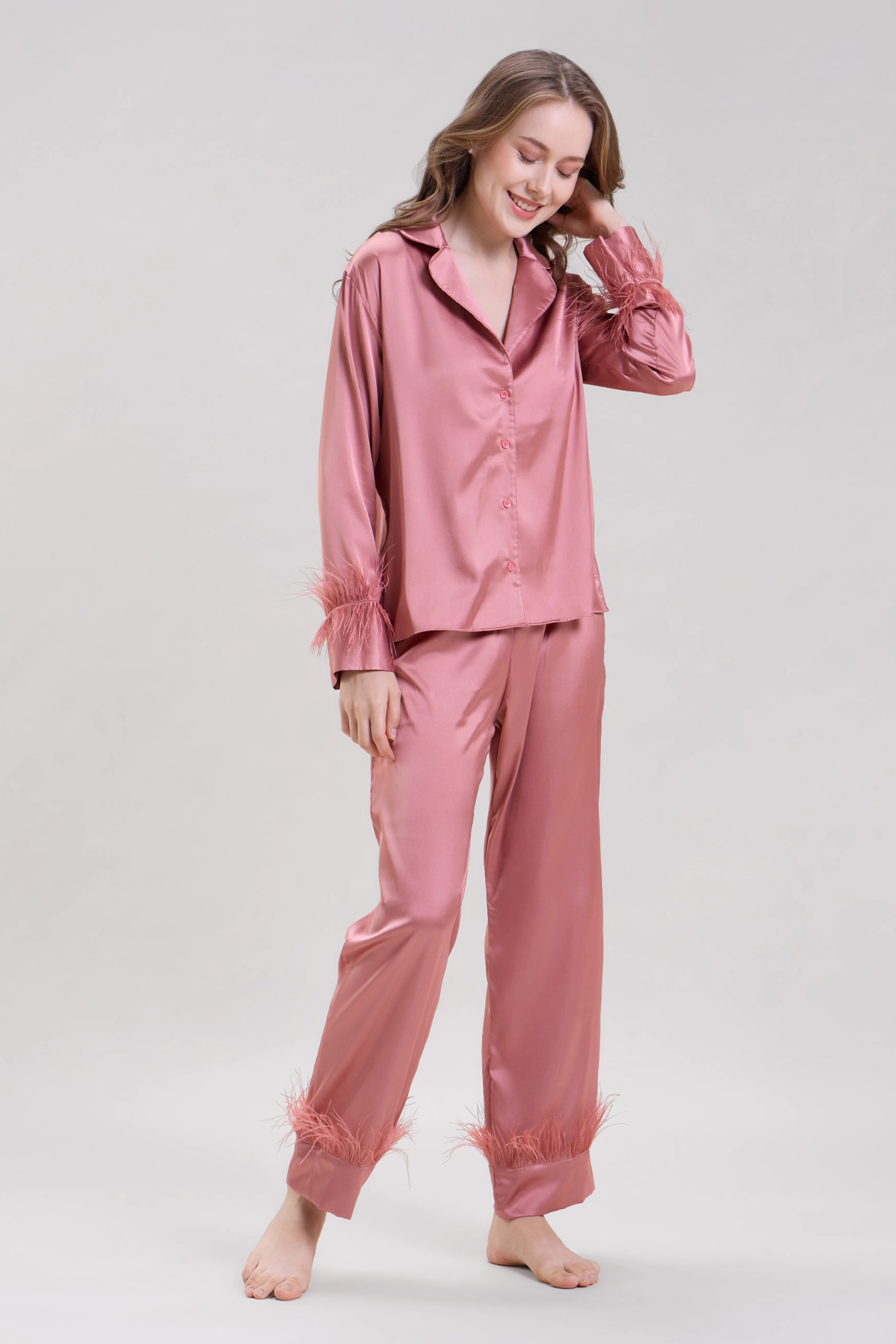 Blush Pink Feather Nightsuit