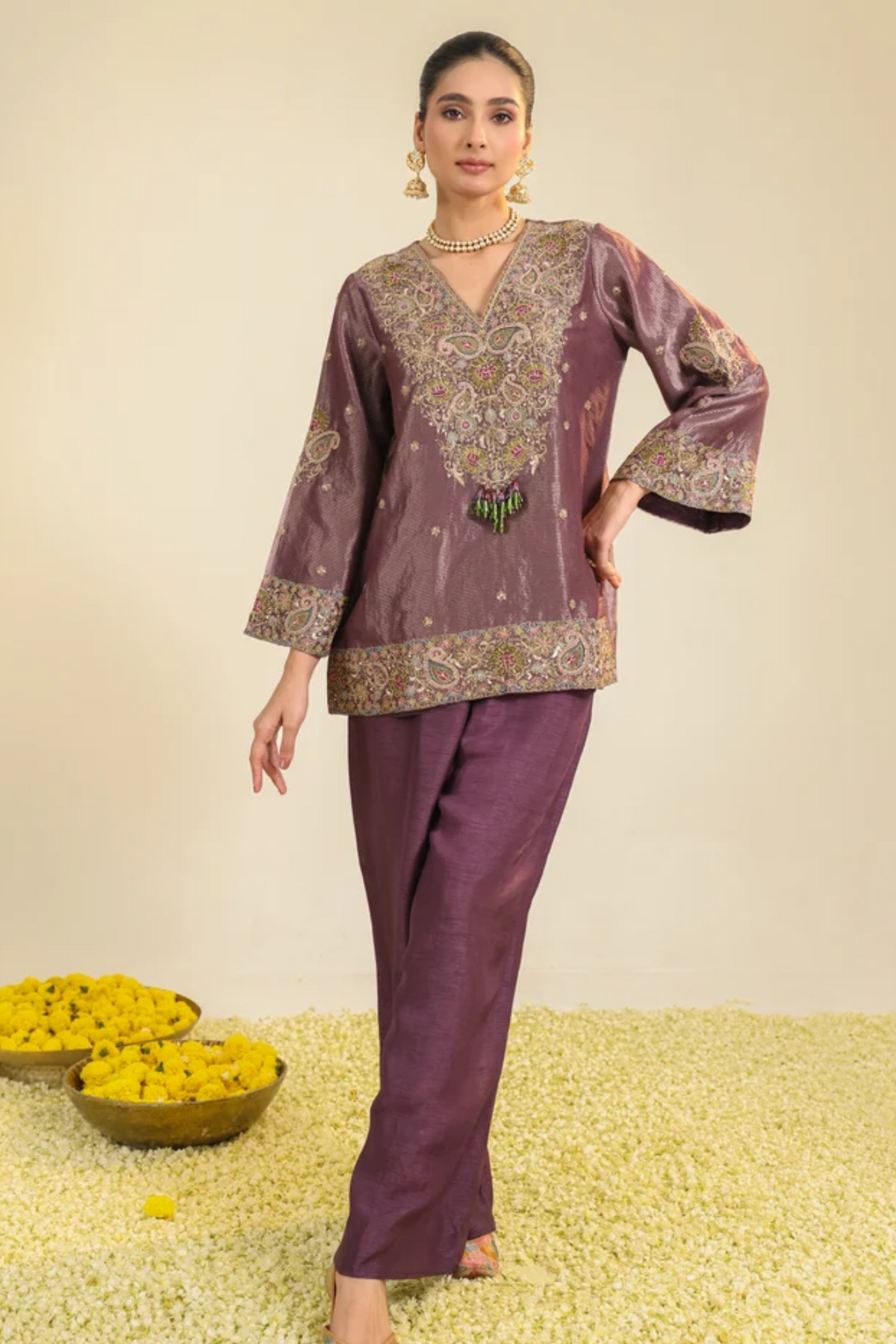 Purple Stripe Farha Co-ord Set