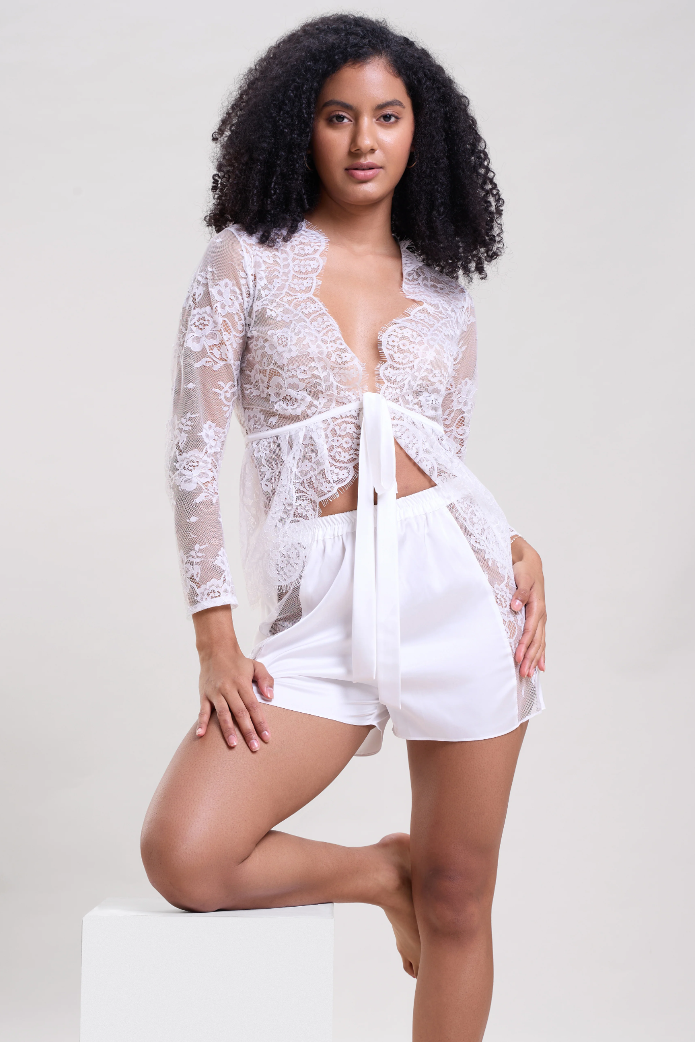 White Lace Shrug & Shorts