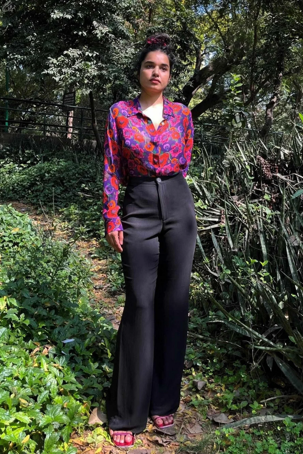Oriental Poppy Cupro Georgette Sheer Shirt