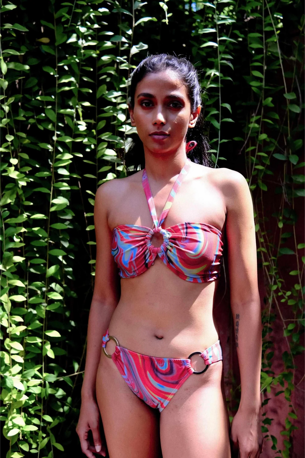 Cayenne Wave Ring Bikini Top with Removable Halter String
