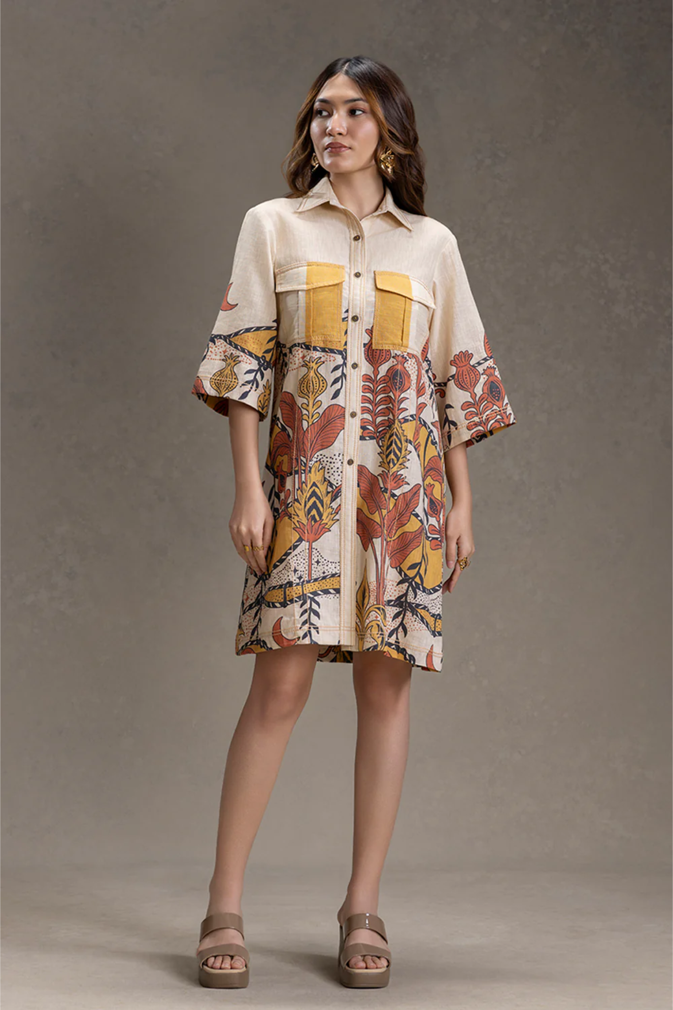 Naomi  Printed Boxy Shirt Dress