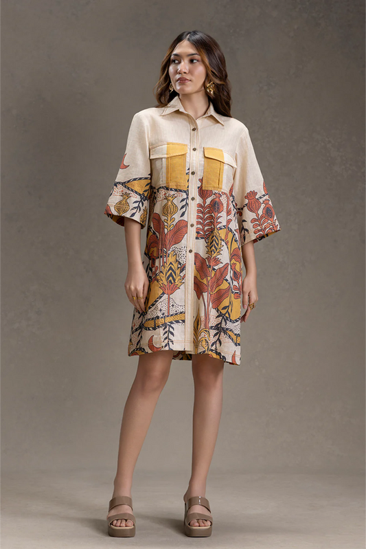 Naomi  Printed Boxy Shirt Dress