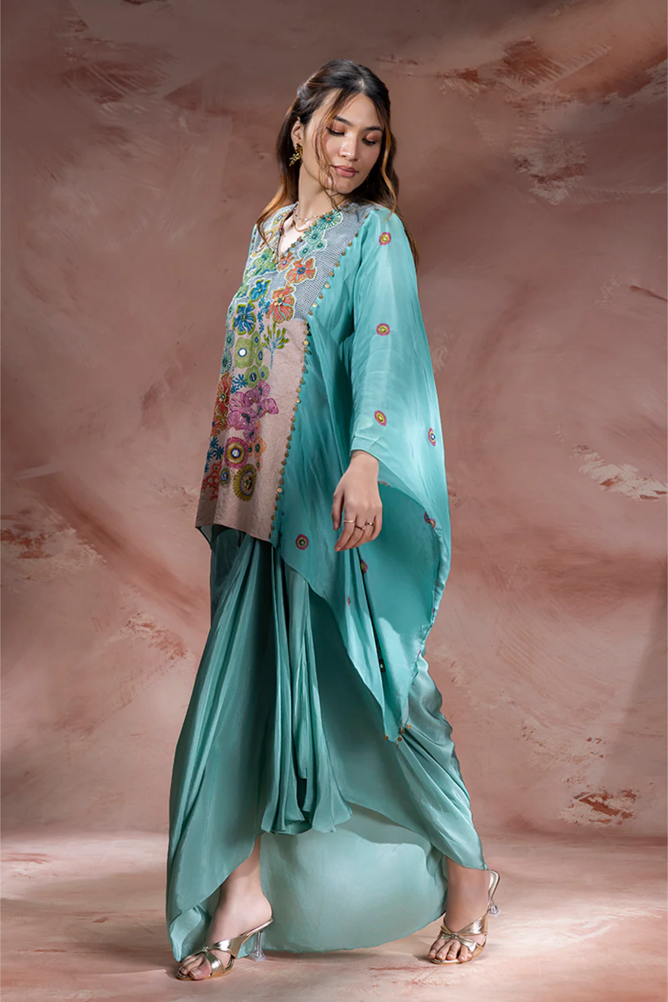 Kaia Embellished Drape Skirt Set