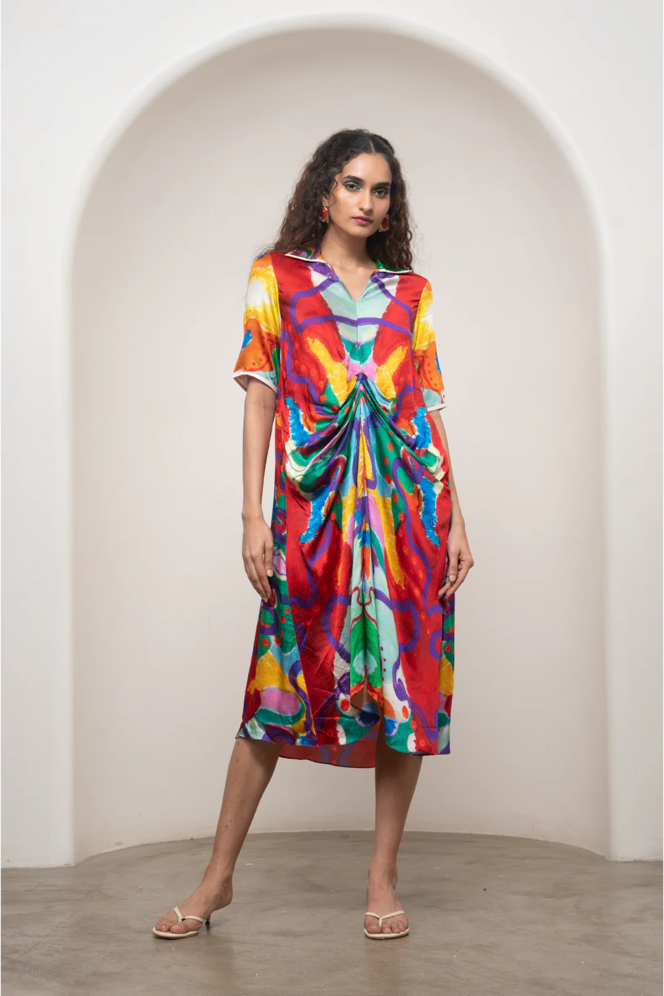 Alya Draped Shirt Dress