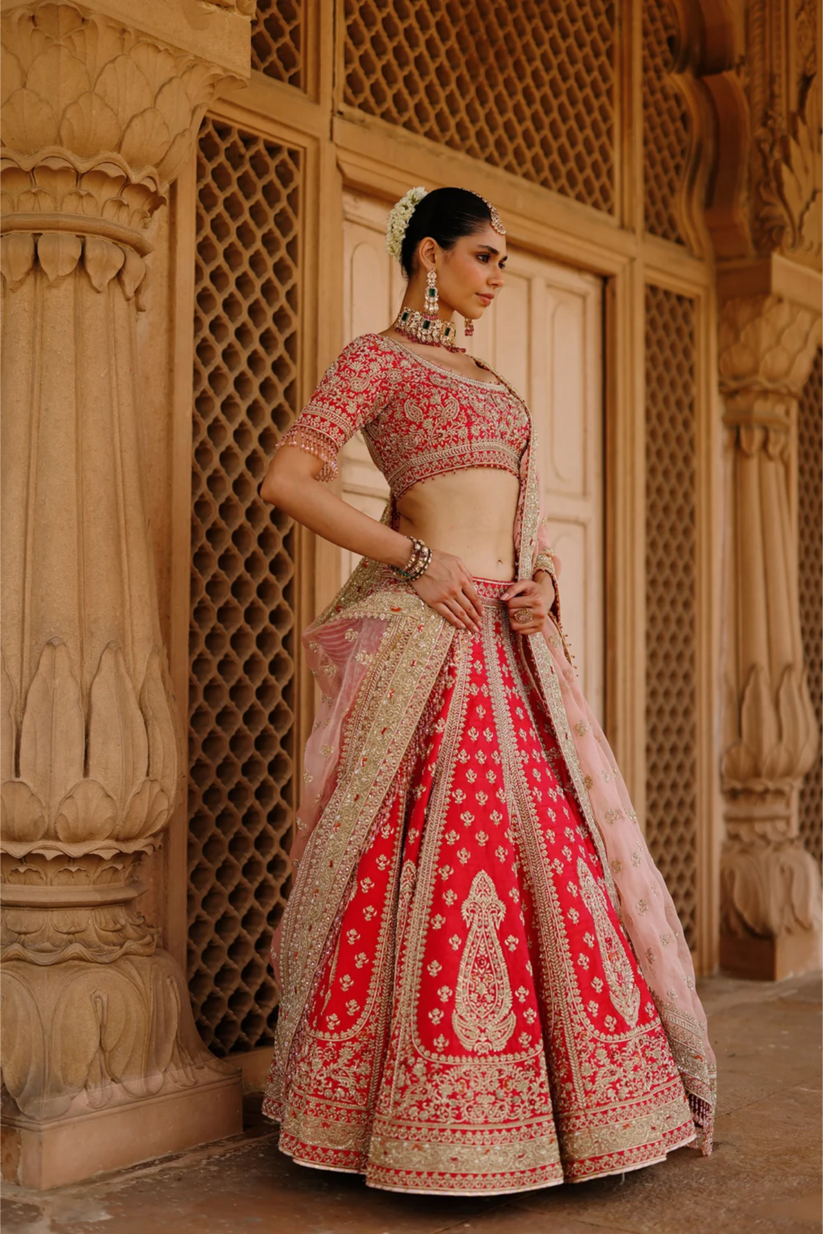 Nusrat Rani Hot Pink Lehenga With Blouse And Dupatta