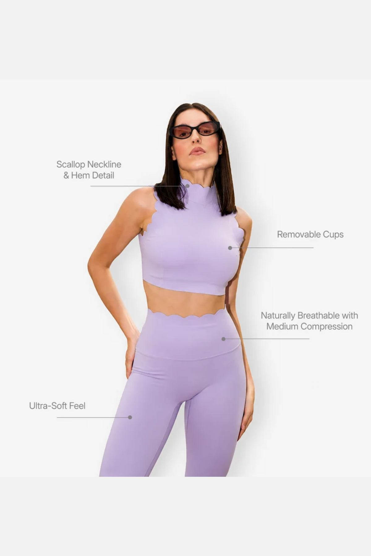 The Scallop High Neck Set in Lilac