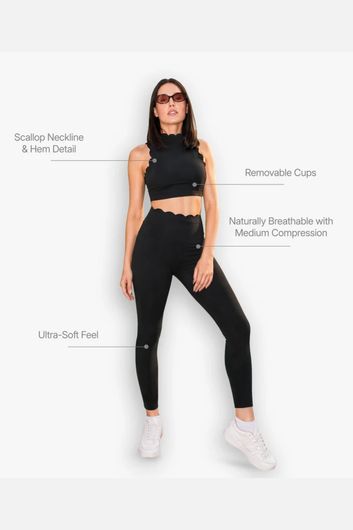 The Scallop High Neck Set in Black