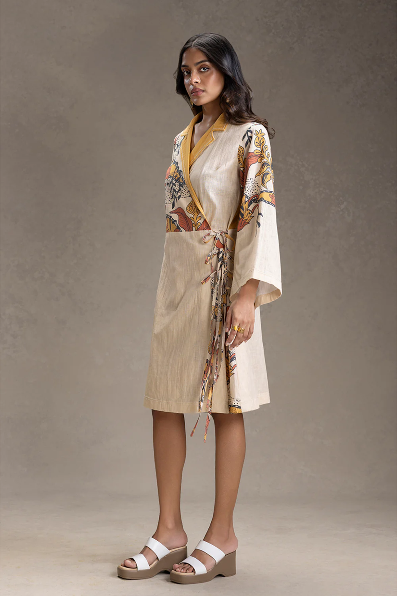 Kyomi Printed Overlap Dress