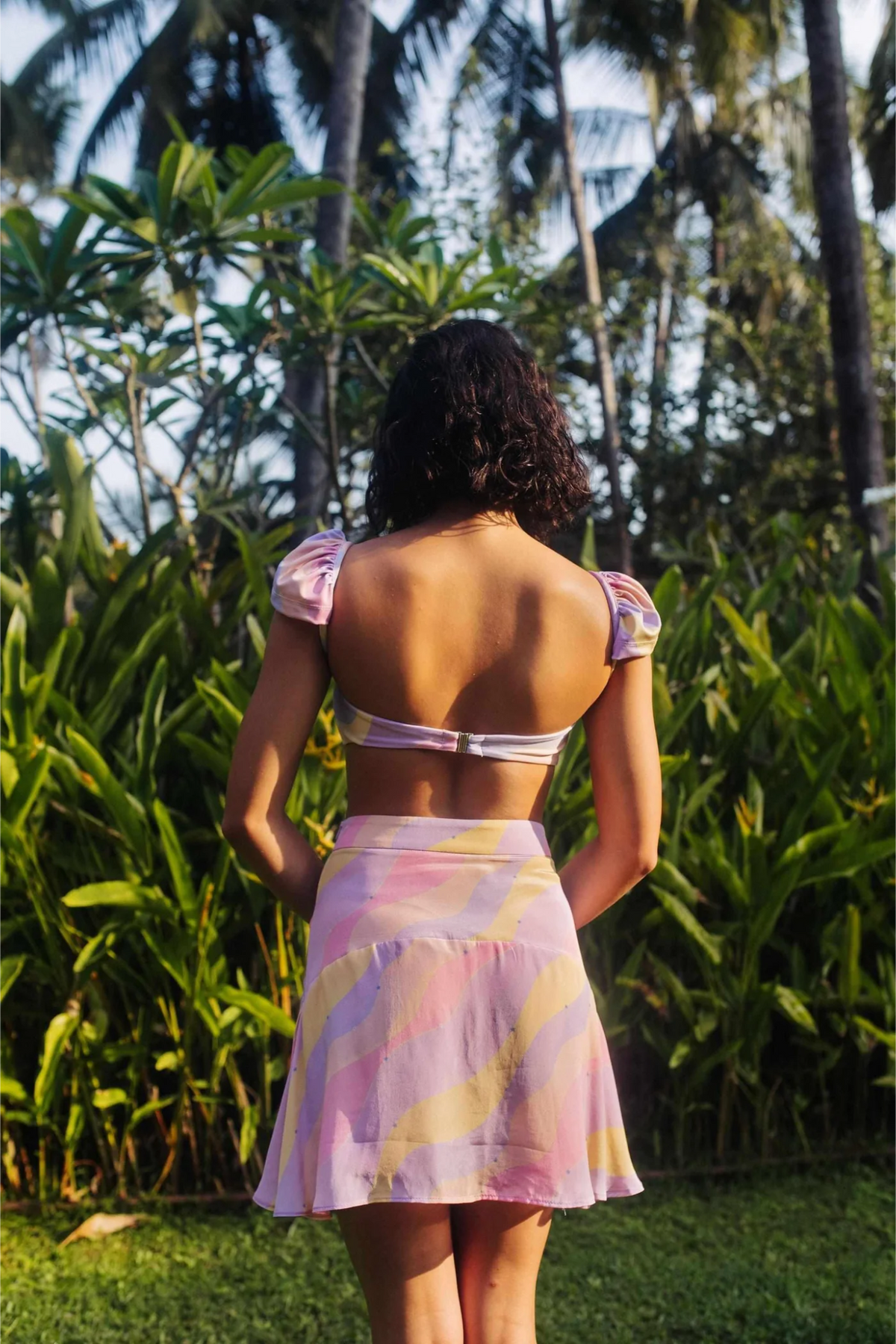 High Waist A Line Skirt with Inner Shorts - Jasmine Wave