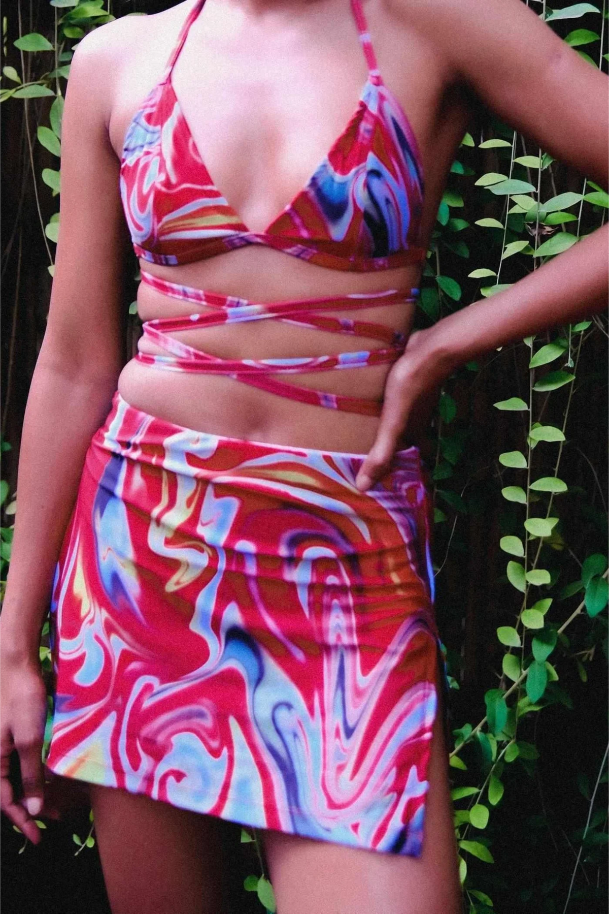 Coverall Swim Skirt - Cayenne Wave