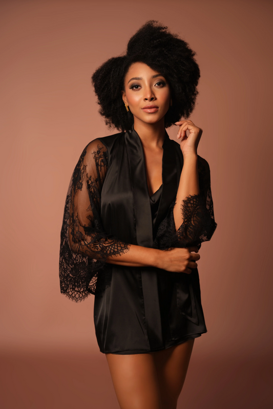 Black Robe with Lace Sleeves