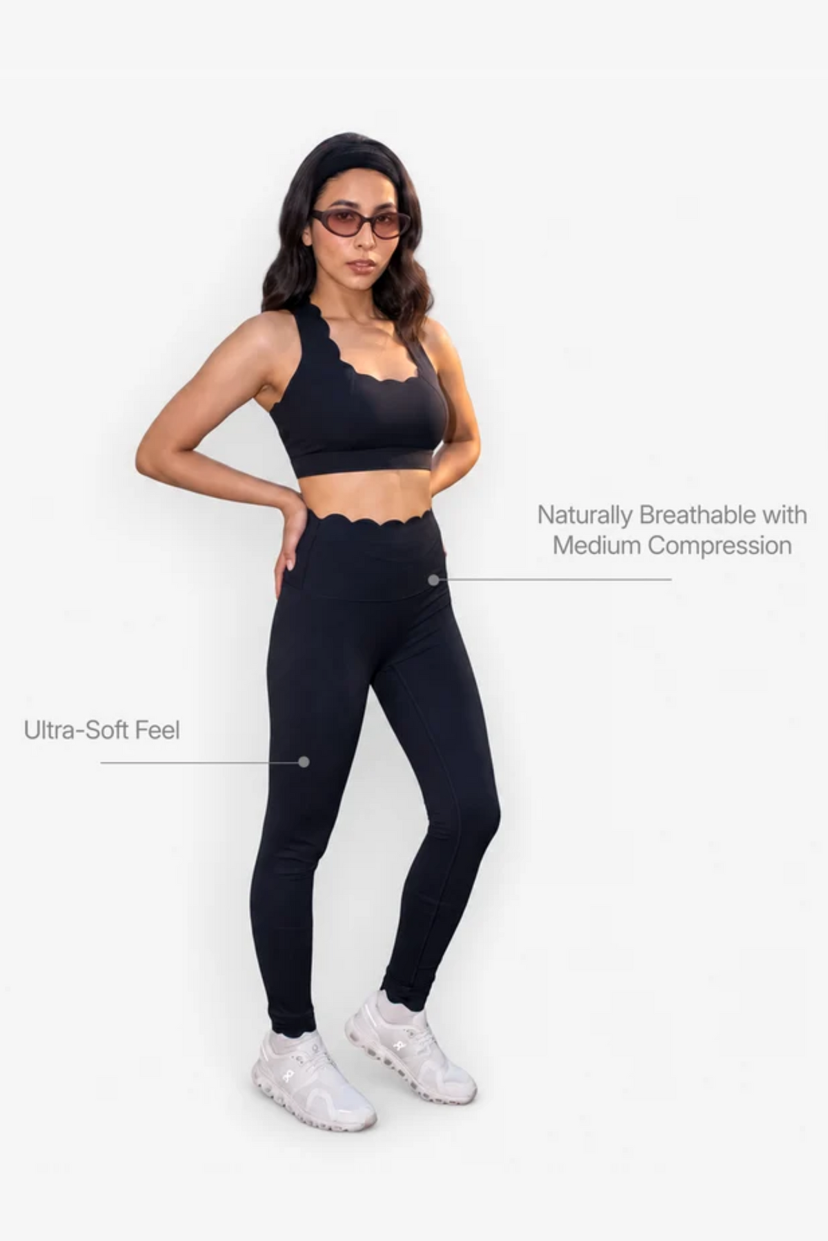 The Scallop Legging in Moon Black
