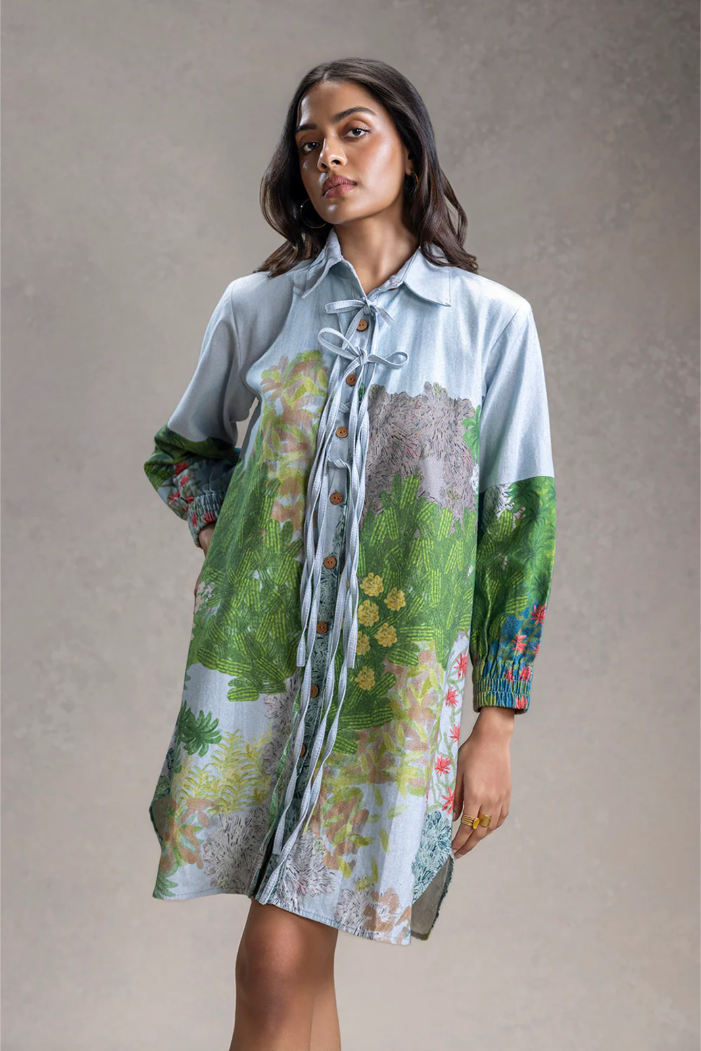 Blume Tie-Up Detailed Shirt Dress