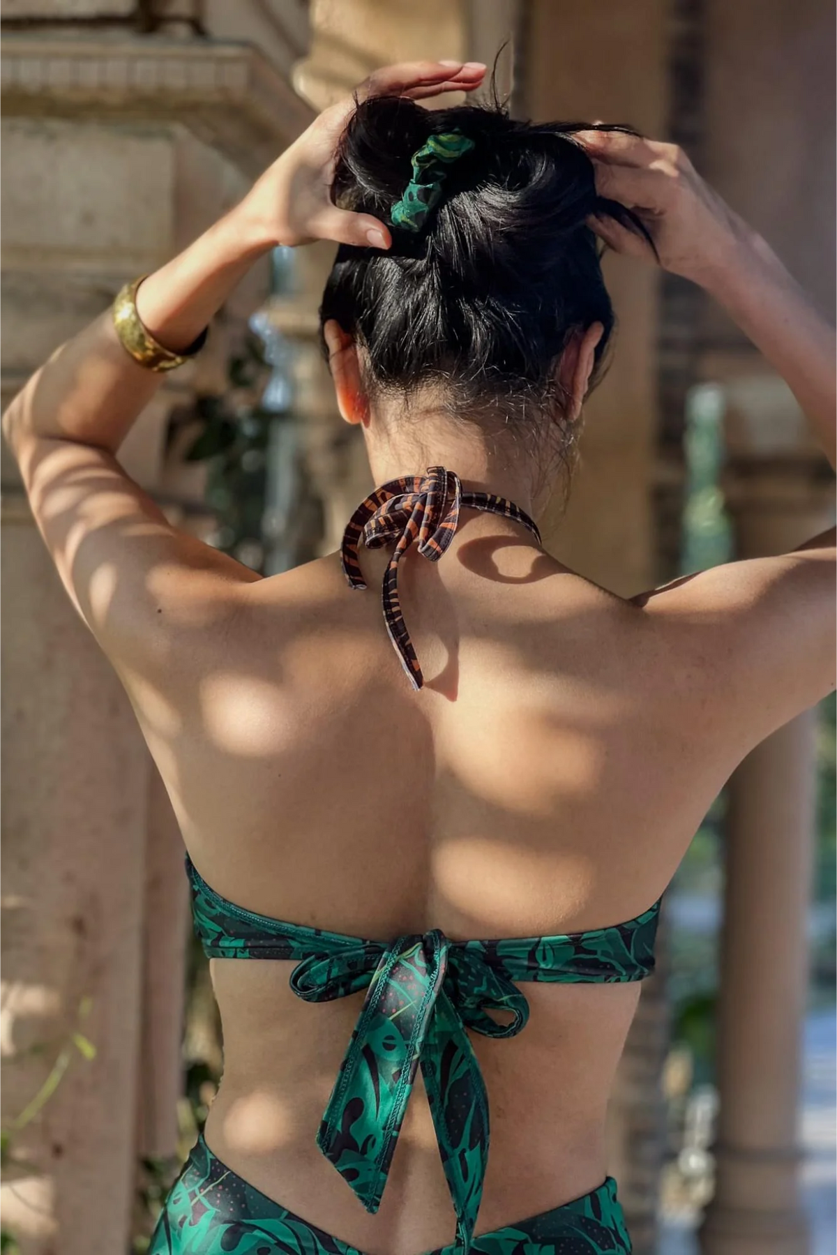 Ring Bikini Top With Removable Halter Straps - Emerald Jungle