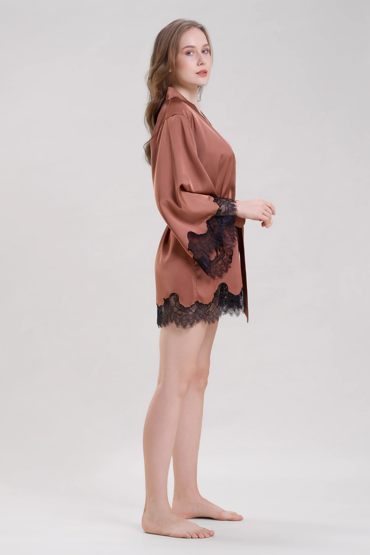 Bronze Lace & Satin Robe
