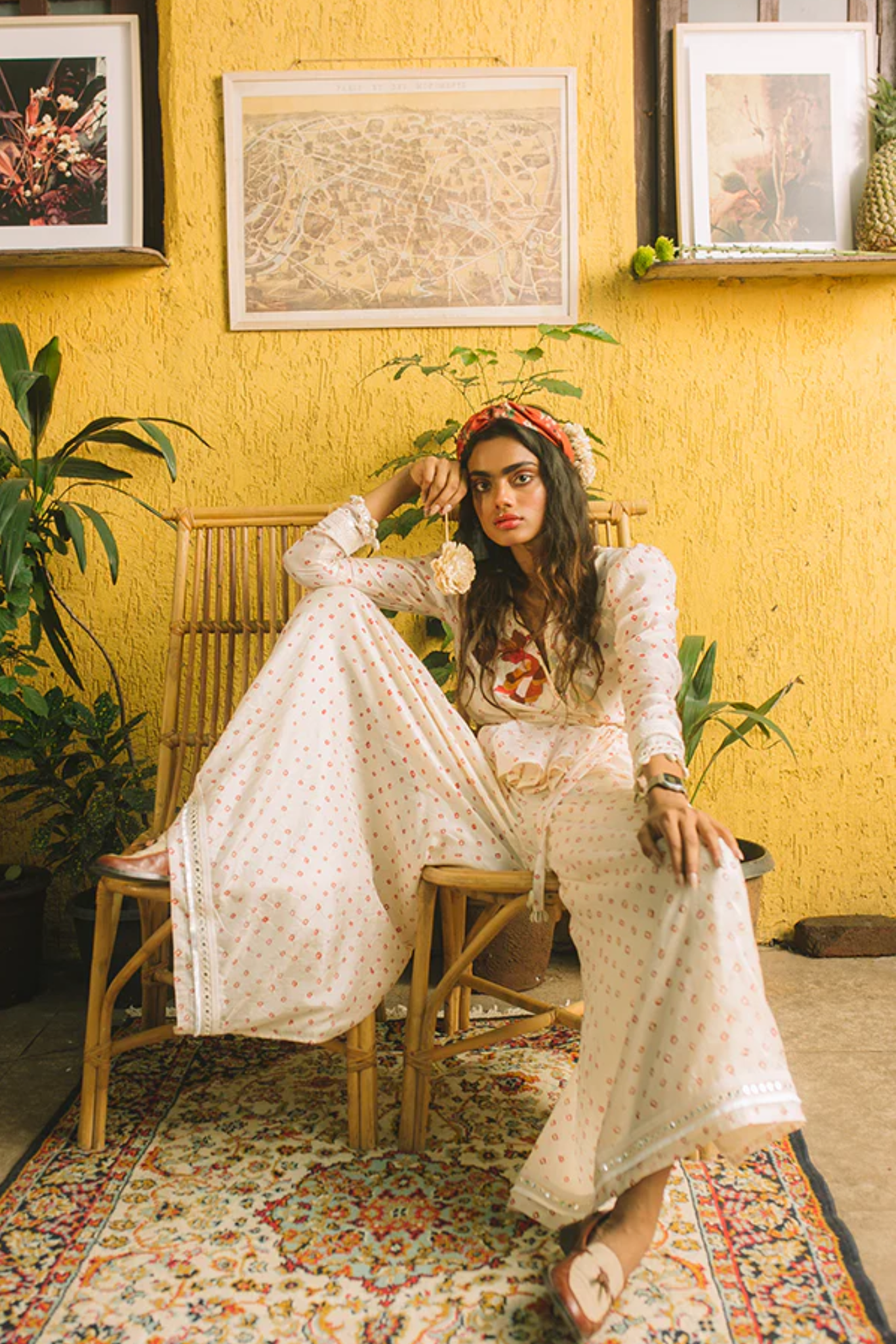 IVORY BANDHEJ WRAP CO - ORD SET