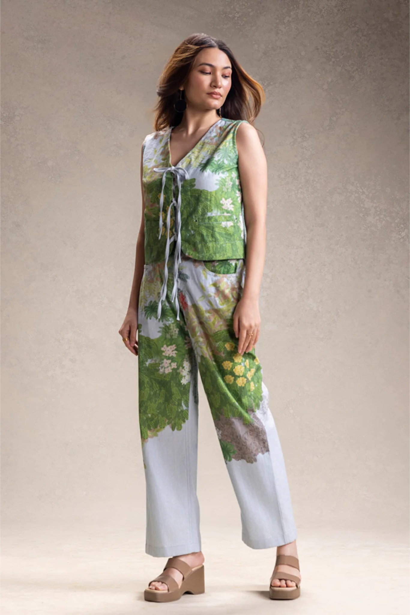 Blume Printed Tie-Up Top and Pants