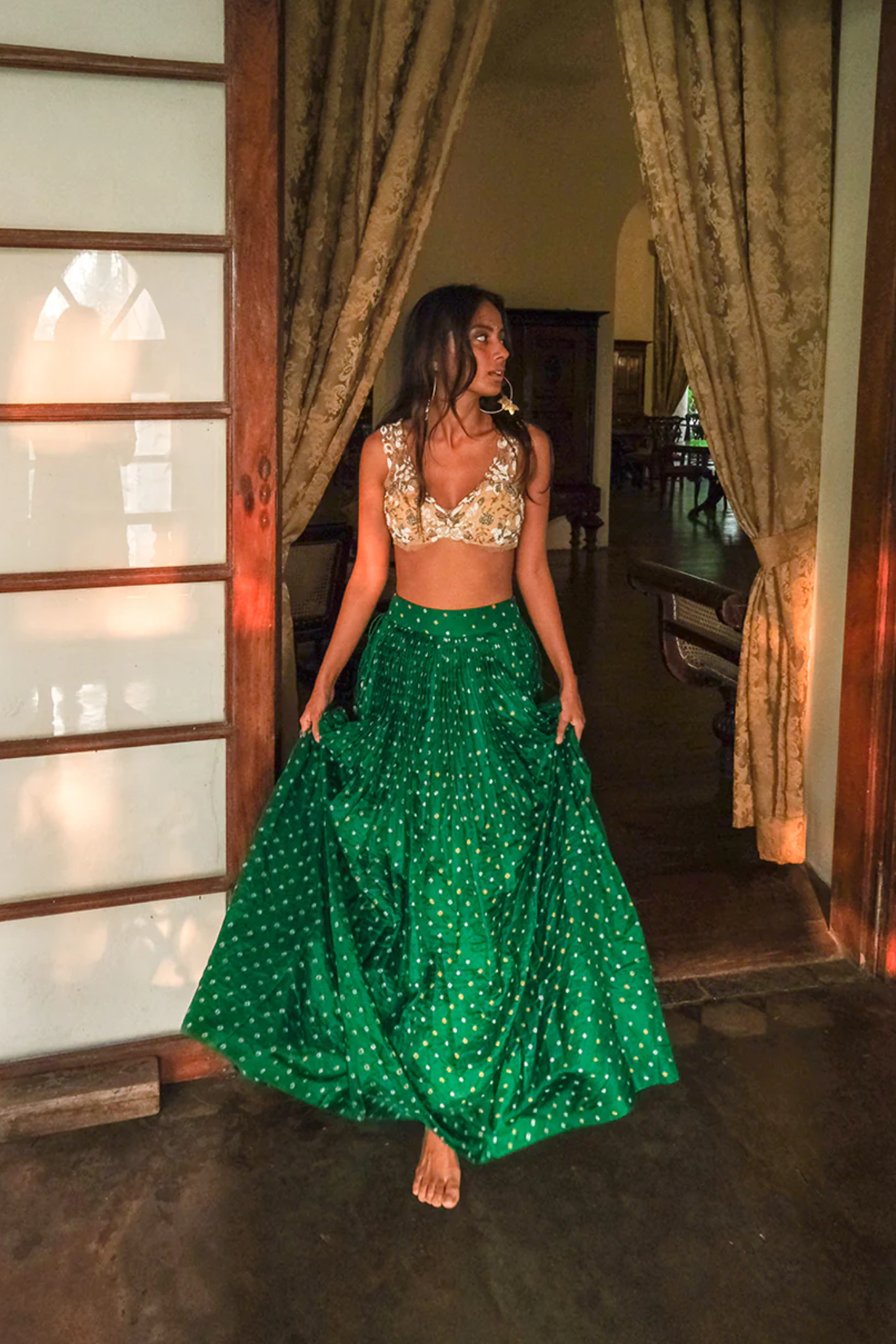 EMERALD BANDHINI, SLINKY NUDE BLOUSE