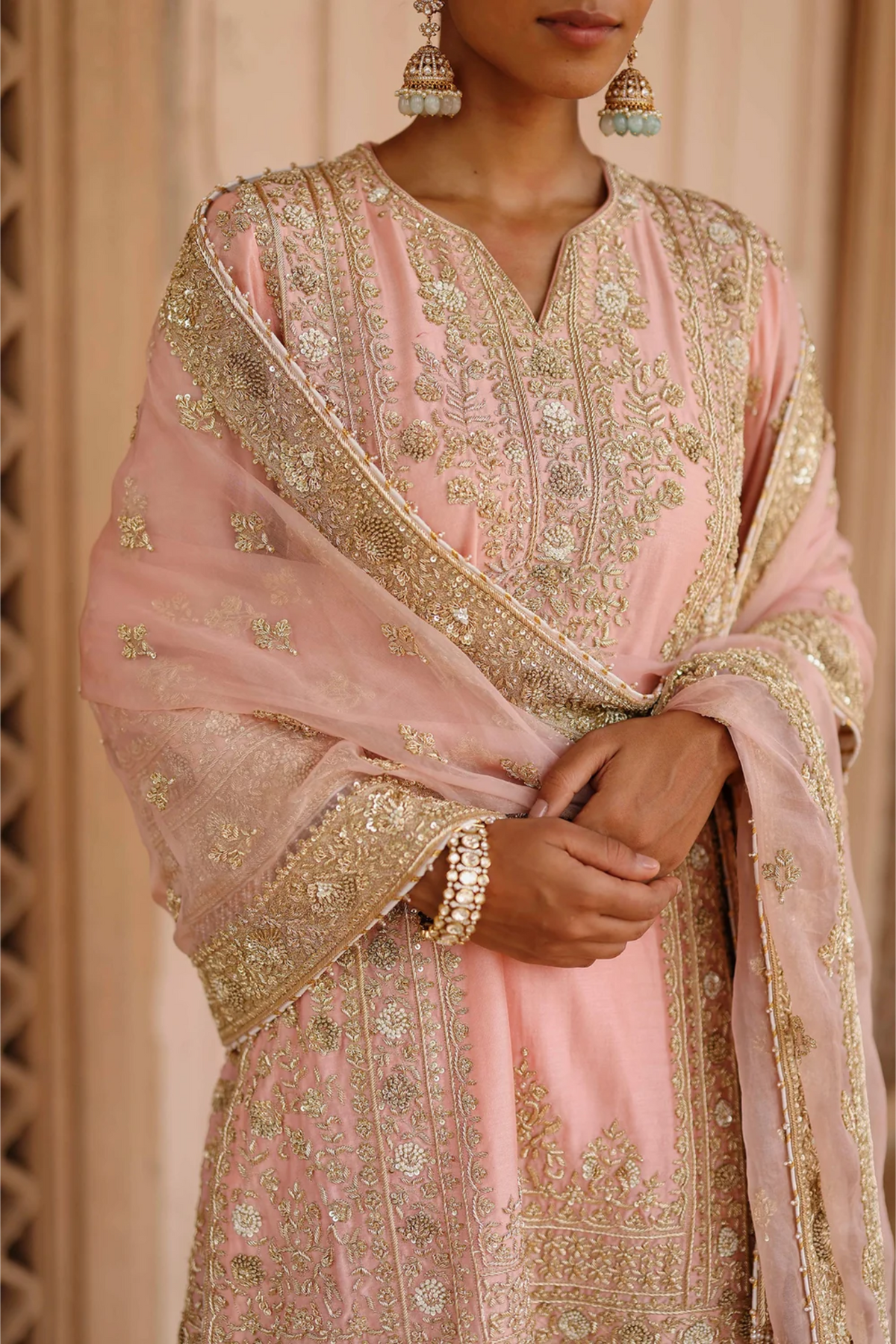Elaya - Pink Short Kurta Set With Salwar & Dupatta
