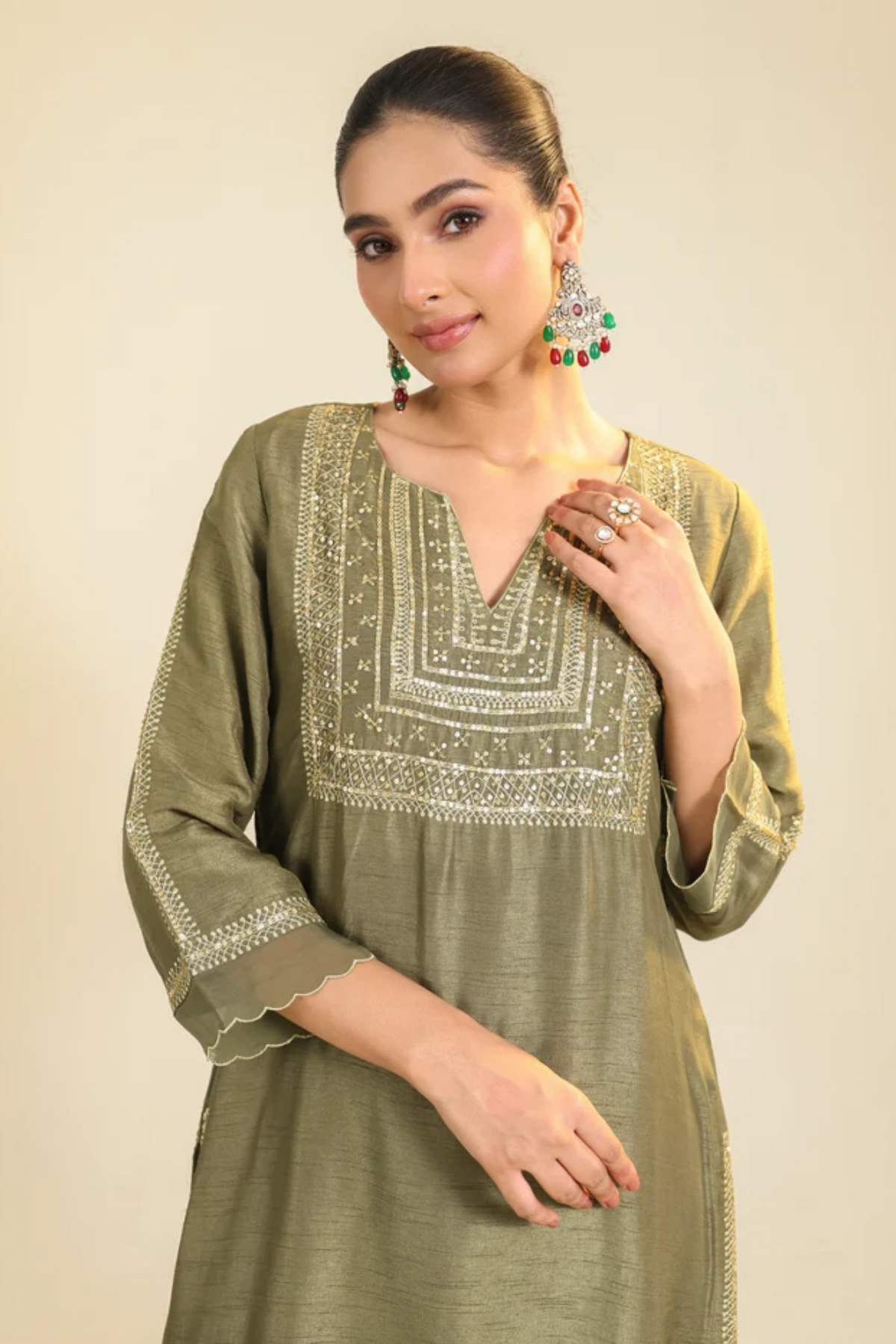 Sage Green Mughal Kurta Set