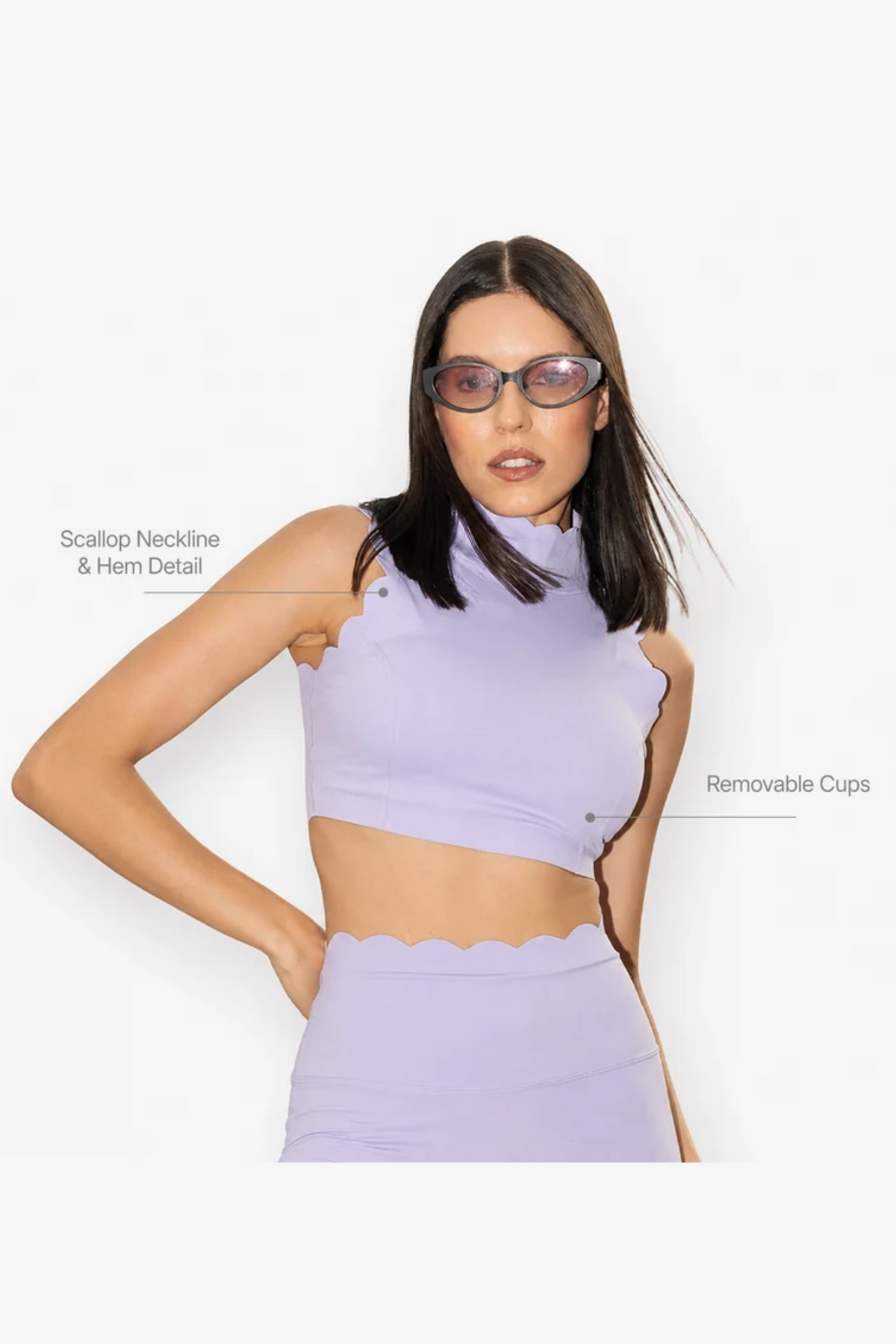 The Scallop High Neck Top in Lilac