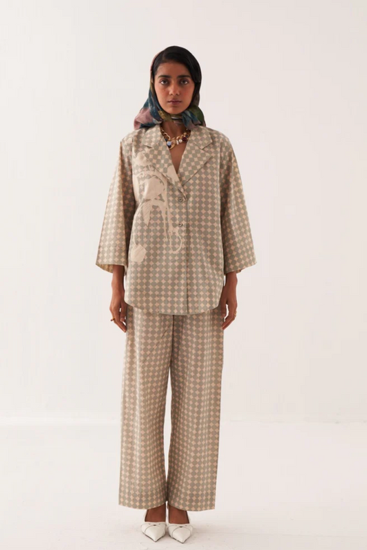 Cuboid Appliqe Jacket Shirt