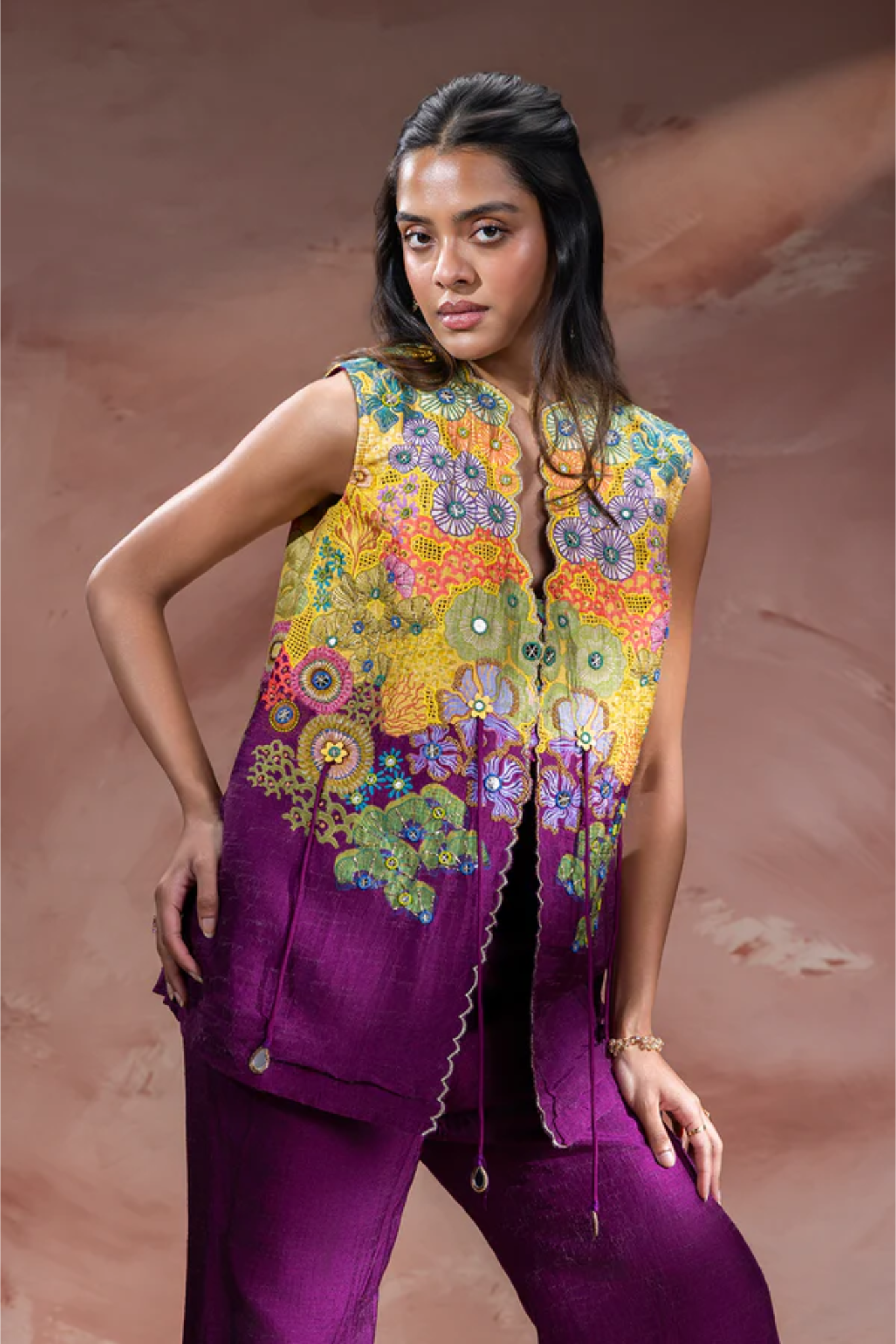 Kaia Embroidered Top with Bootcut Pants