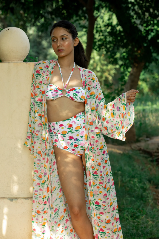 Ring Bikini Top with Removable Halter Straps - Lotus Sky