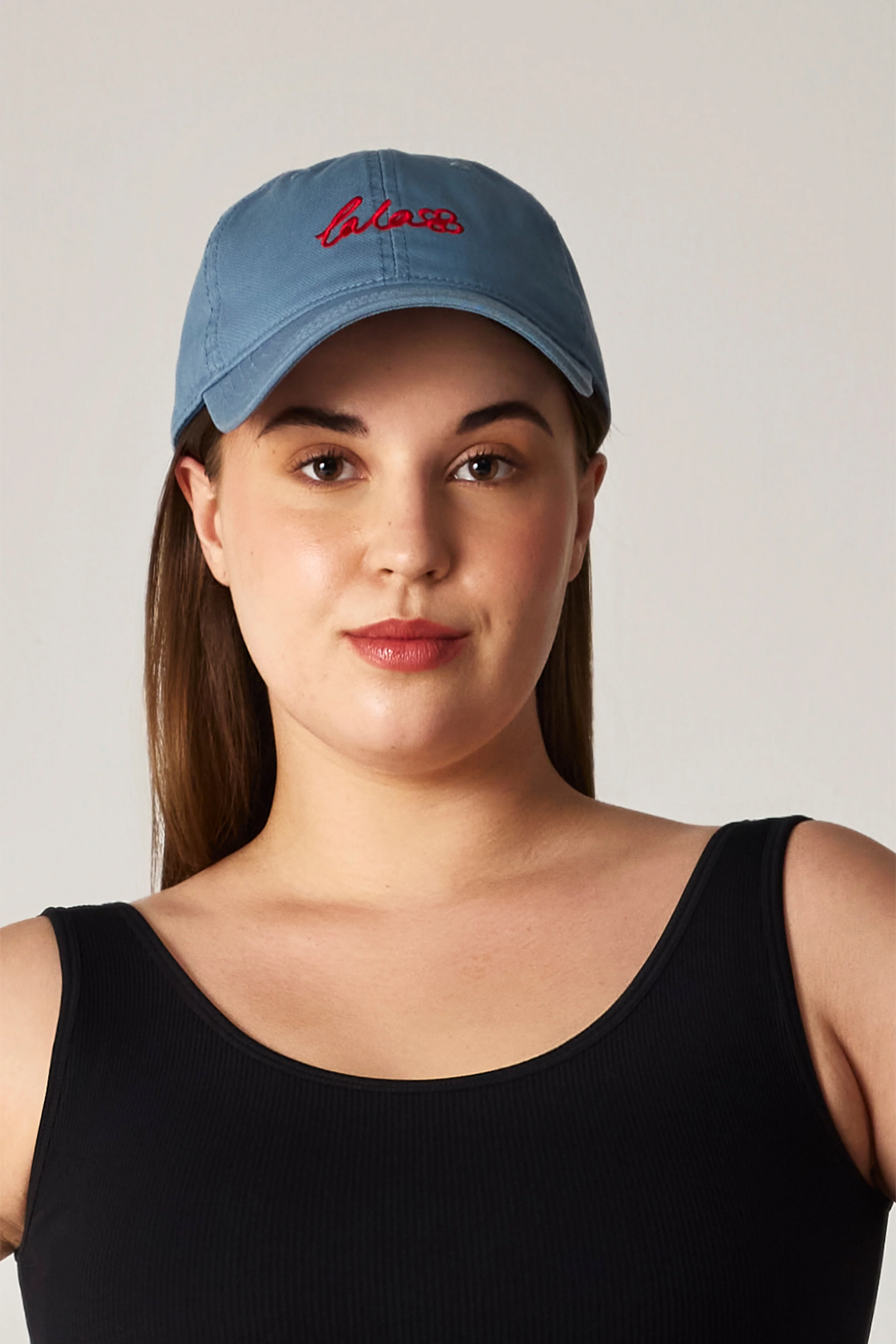 BLUE CAP WITH RED EMBROIDERY