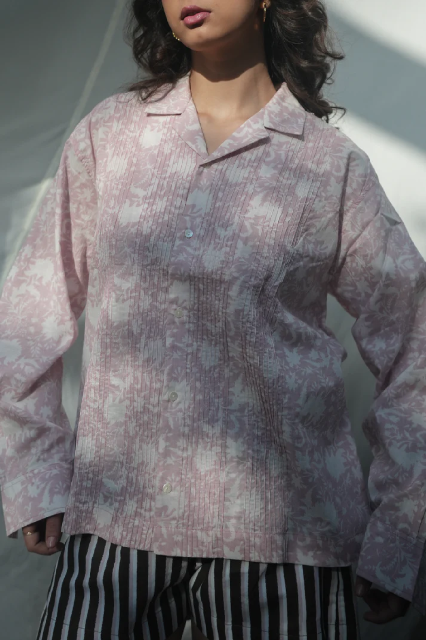 Kiro Cuban Collar Shirt - Blush Pink