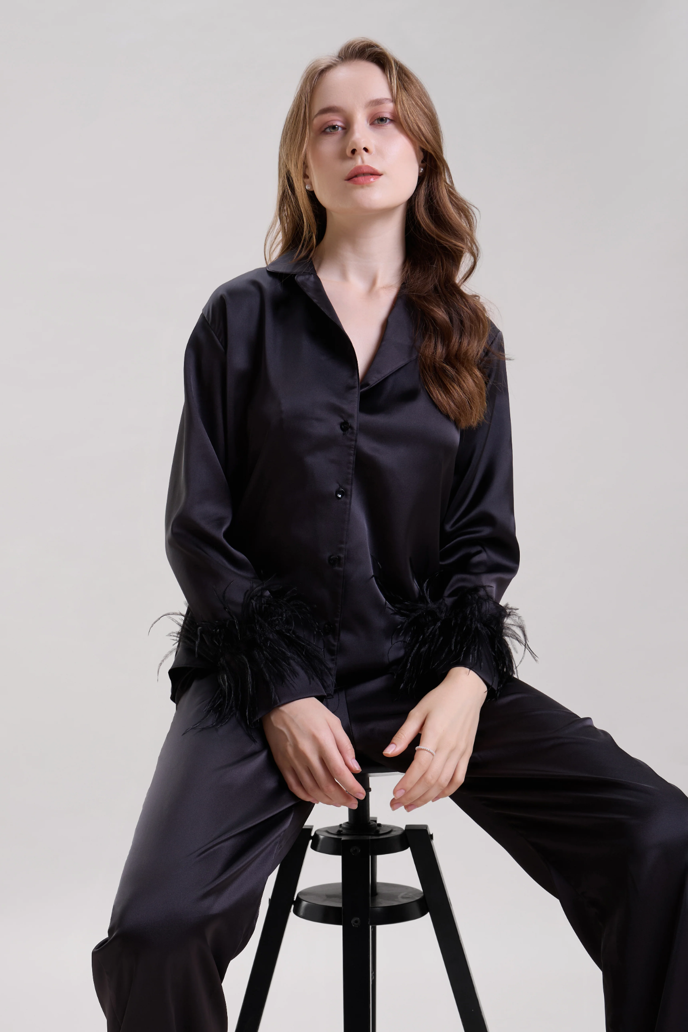 Midnight Black Feather Nightsuit