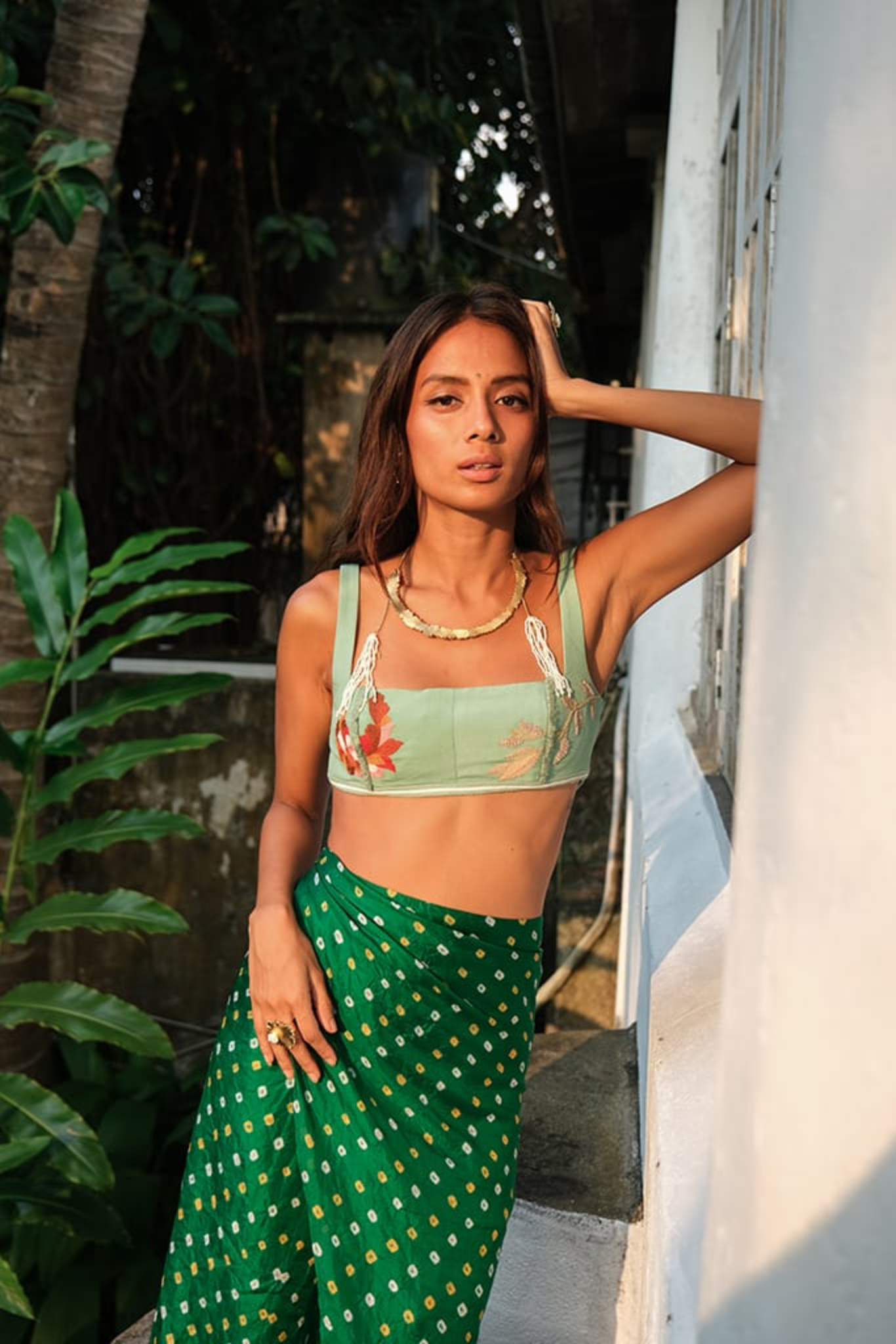 EMERALD WRAP SPORT STRIPE BRALETTE