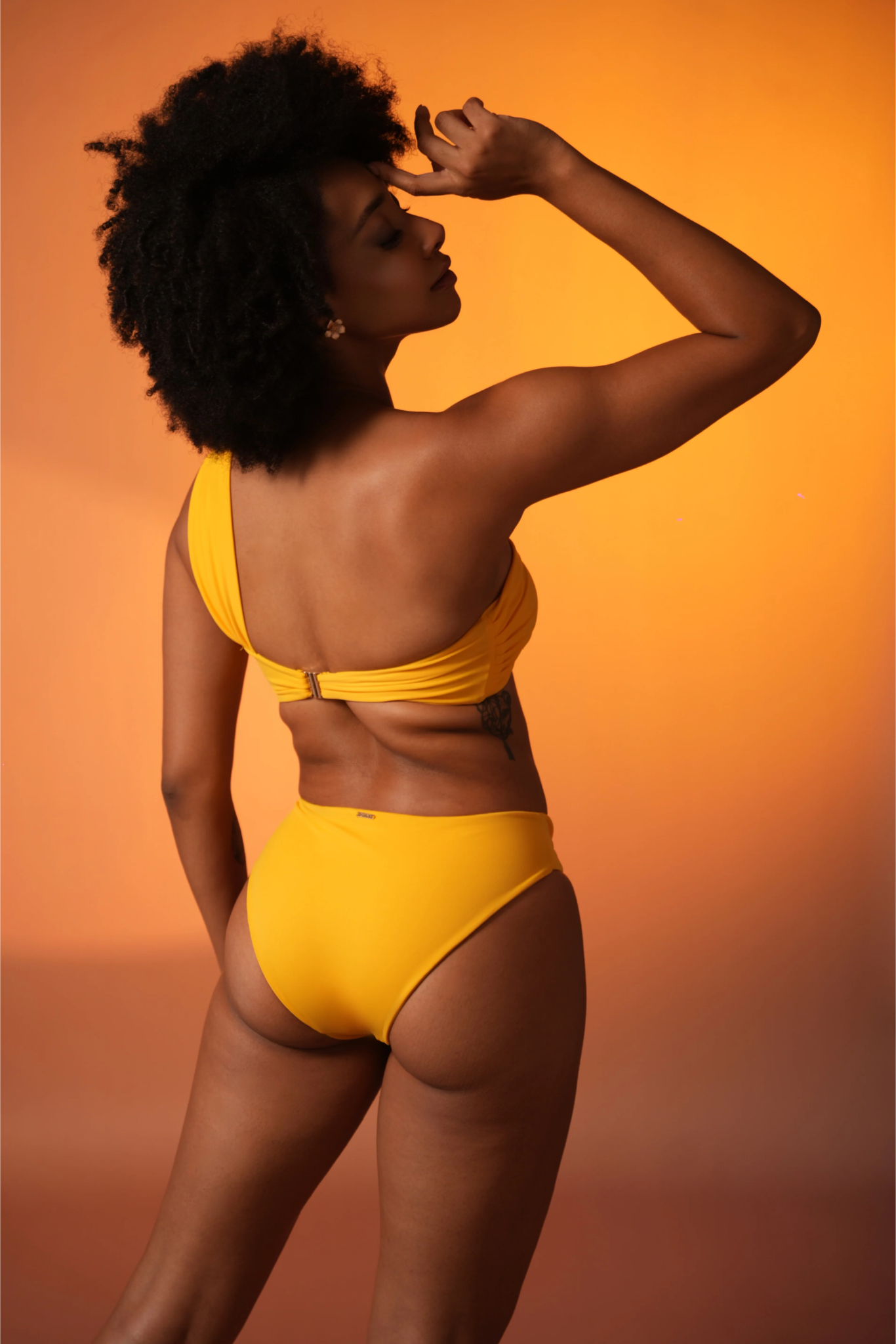 Lemon One-Shoulder Ruched Bikini Set