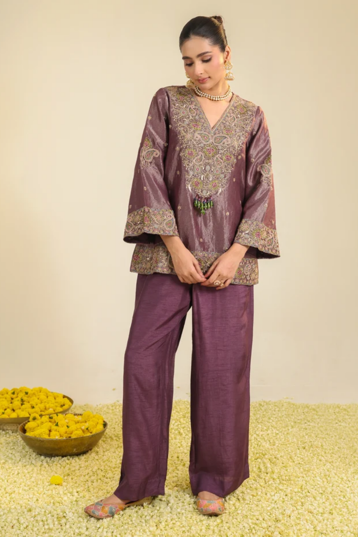 Purple Stripe Farha Co-ord Set
