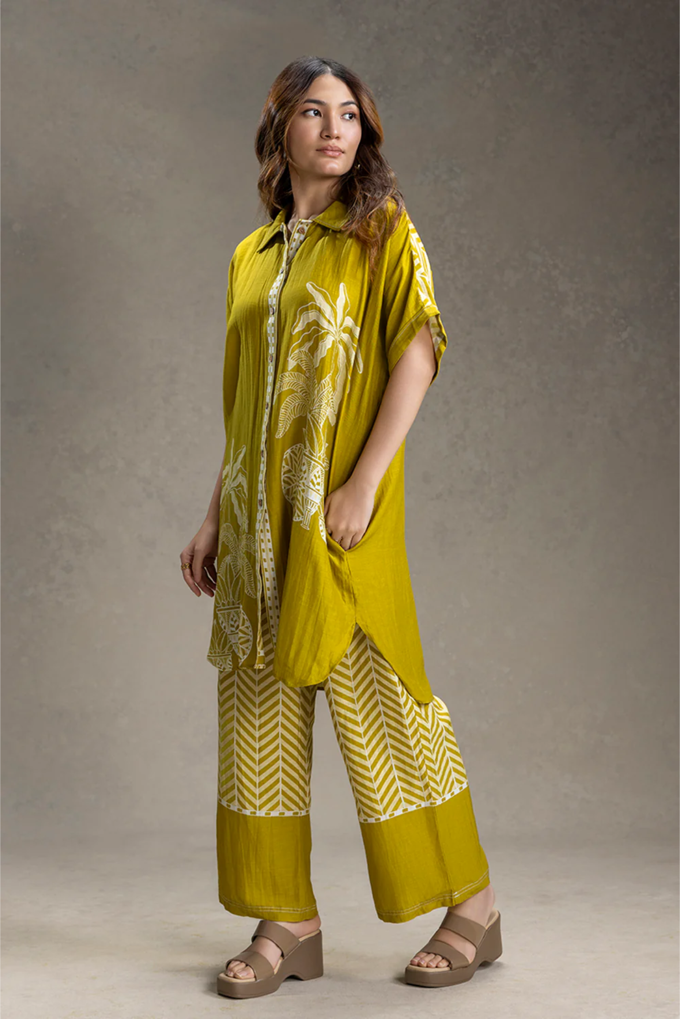 Kyomi Printed Kimono Kurta Set