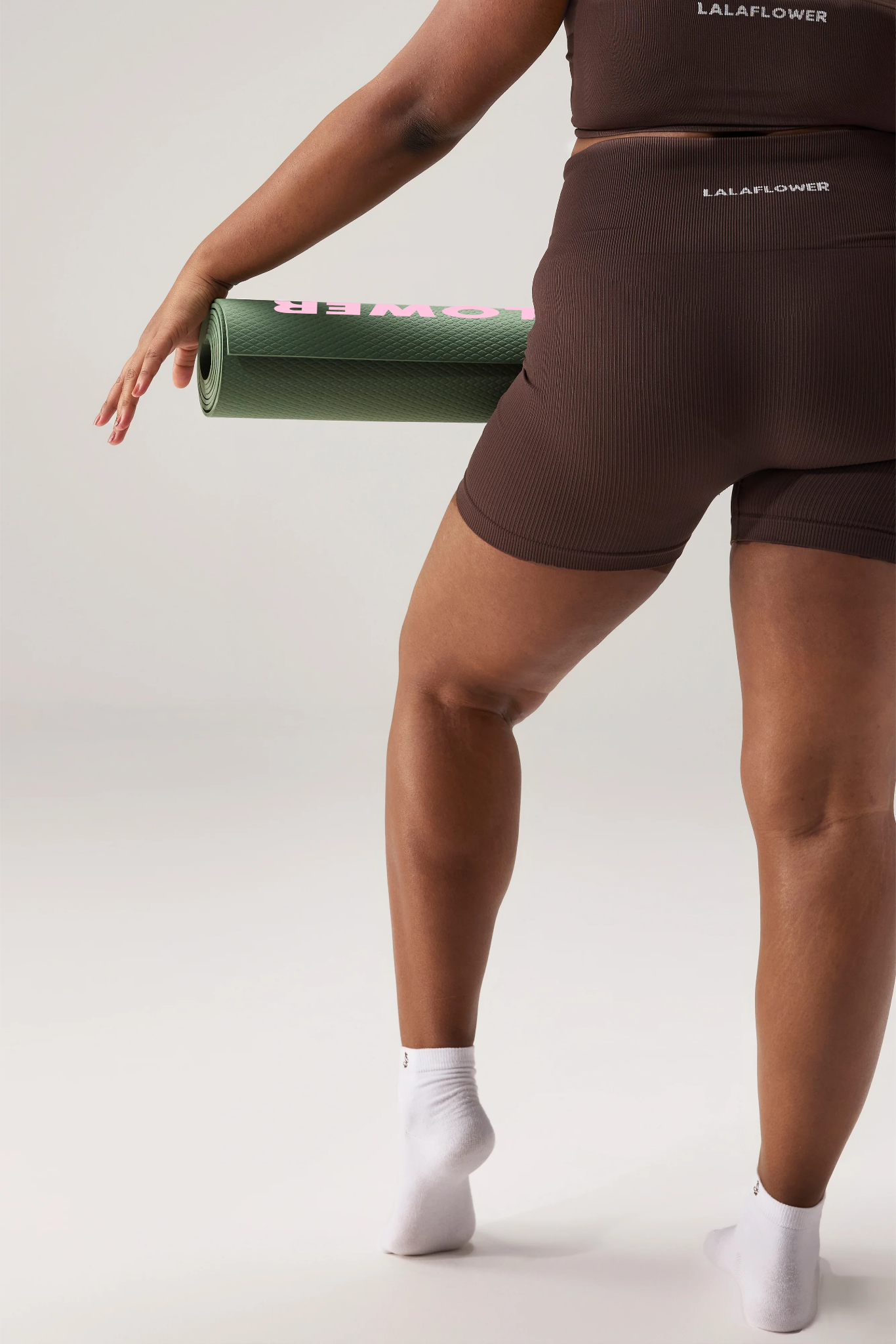 YOGA MAT IN LALA GREEN WITH PINK LOGOS