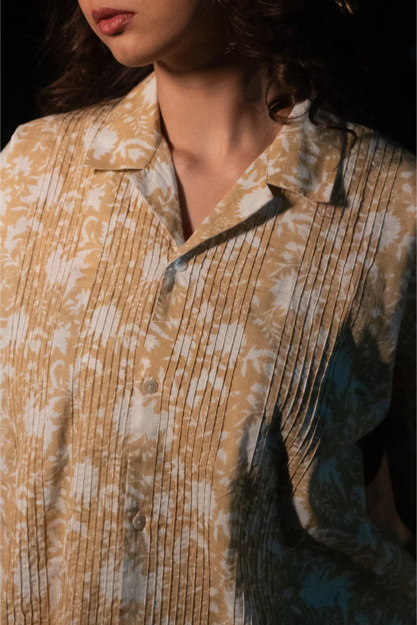 Kiro Cuban Collar Shirt -  Beige