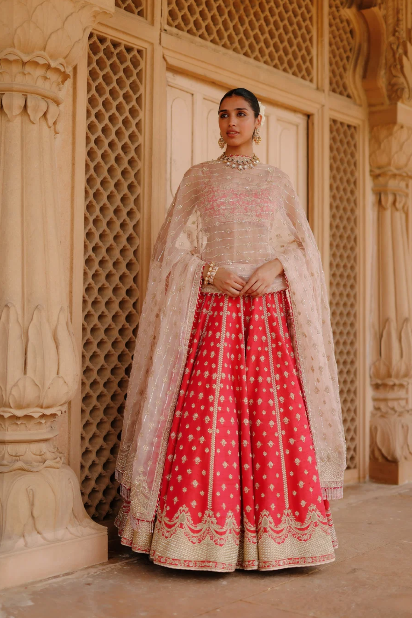 Noorbano - Rani Hot Pink Lehenga Set With Blouse & Dupatta