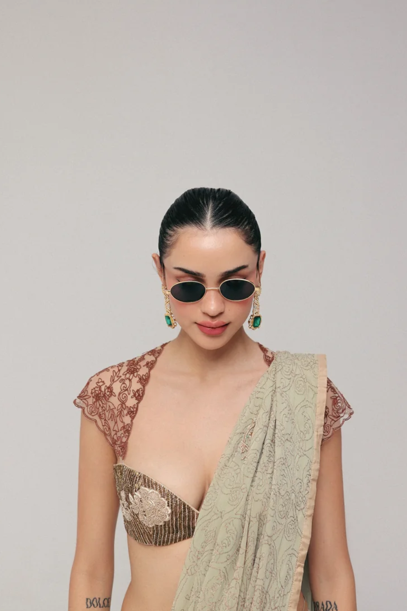 Notes of Sage, Hints of Gold Sari