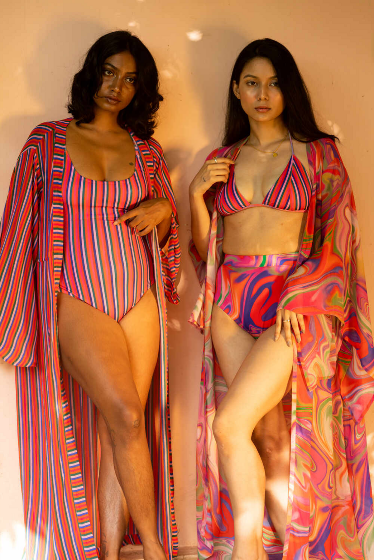 Triangle Bikini Top with Fixed Cups - Candy Stripes