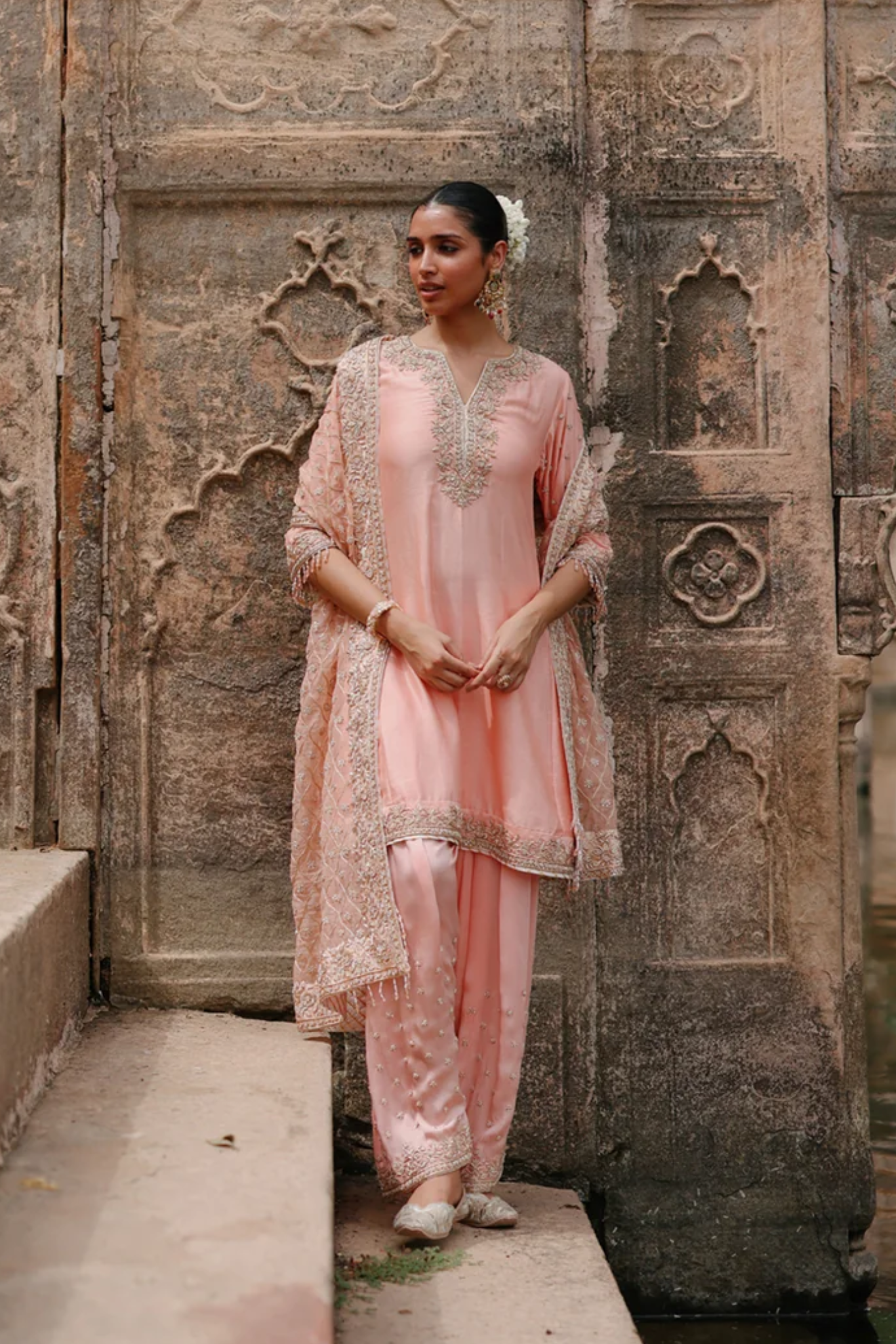 Maham - Pink Anarkali Set with Salwar & Dupatta