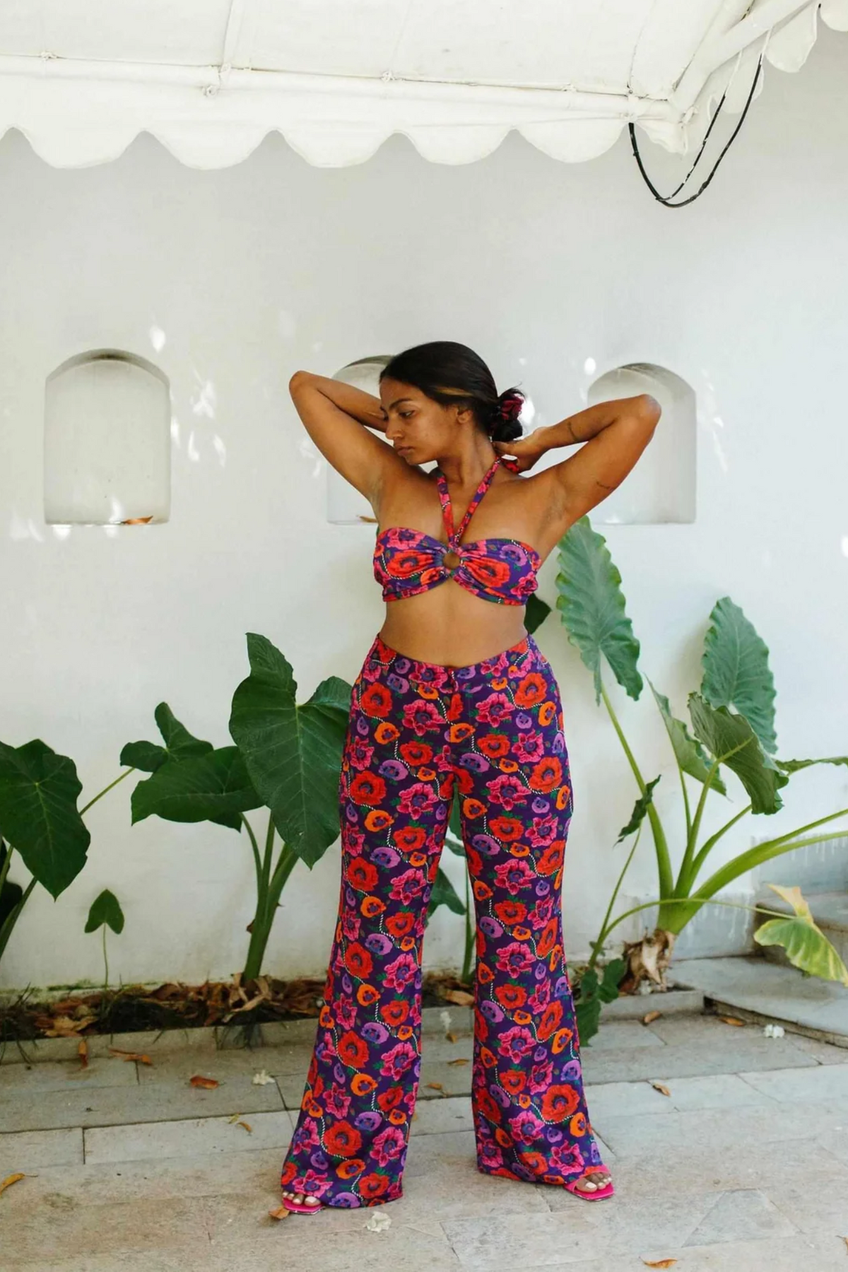 Oriental Poppy High Waist Trousers