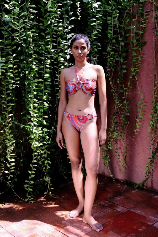 Cayenne Wave Ring Bikini Top with Removable Halter String