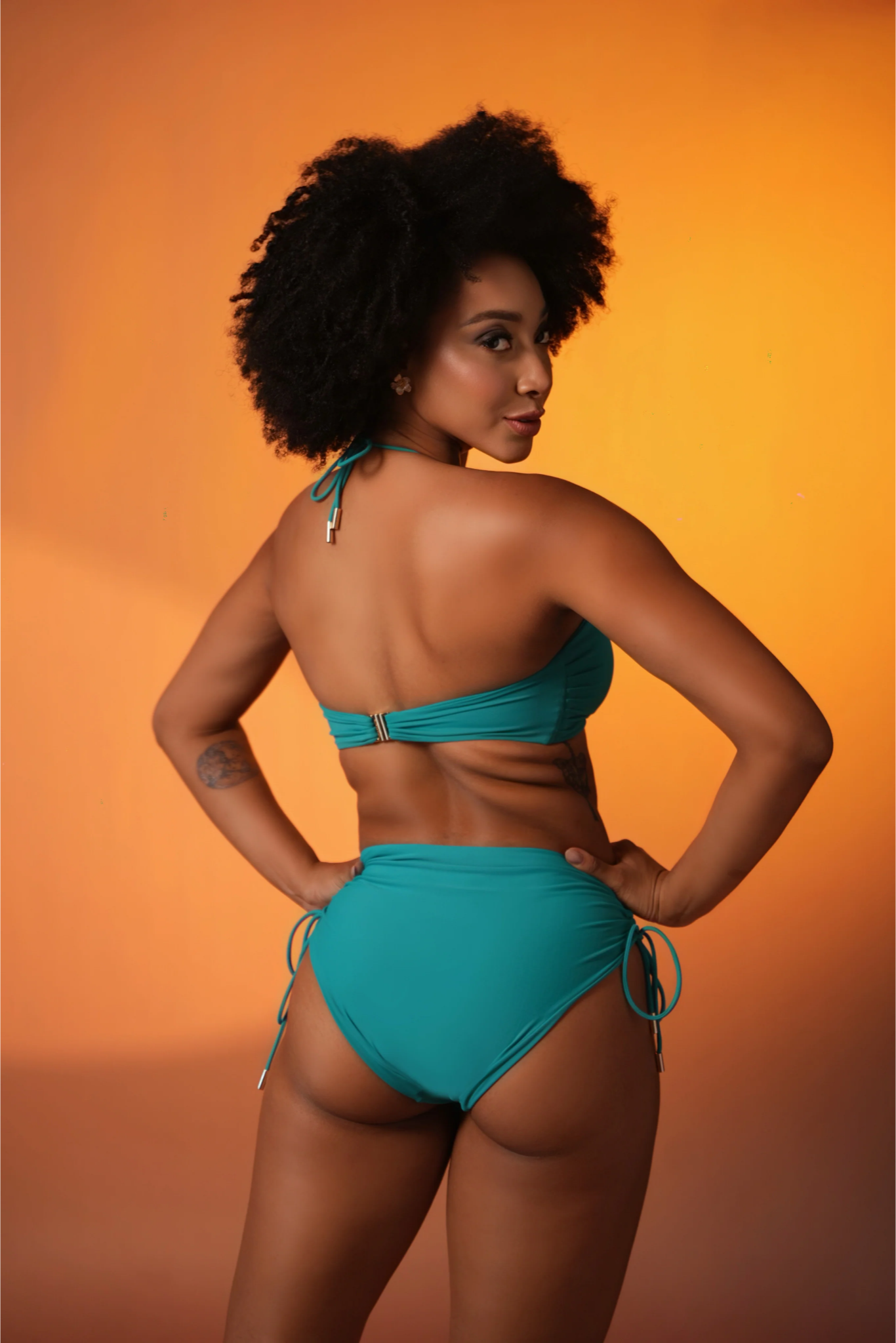 Jade Halter Bikini Set with High-Waist Bottoms