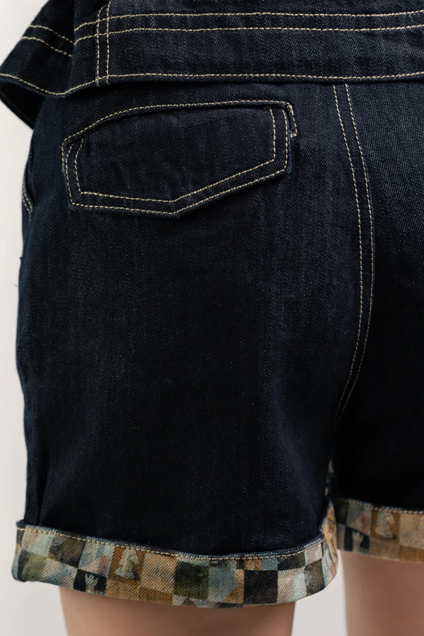 Modern chaupar high waisted denim shorts