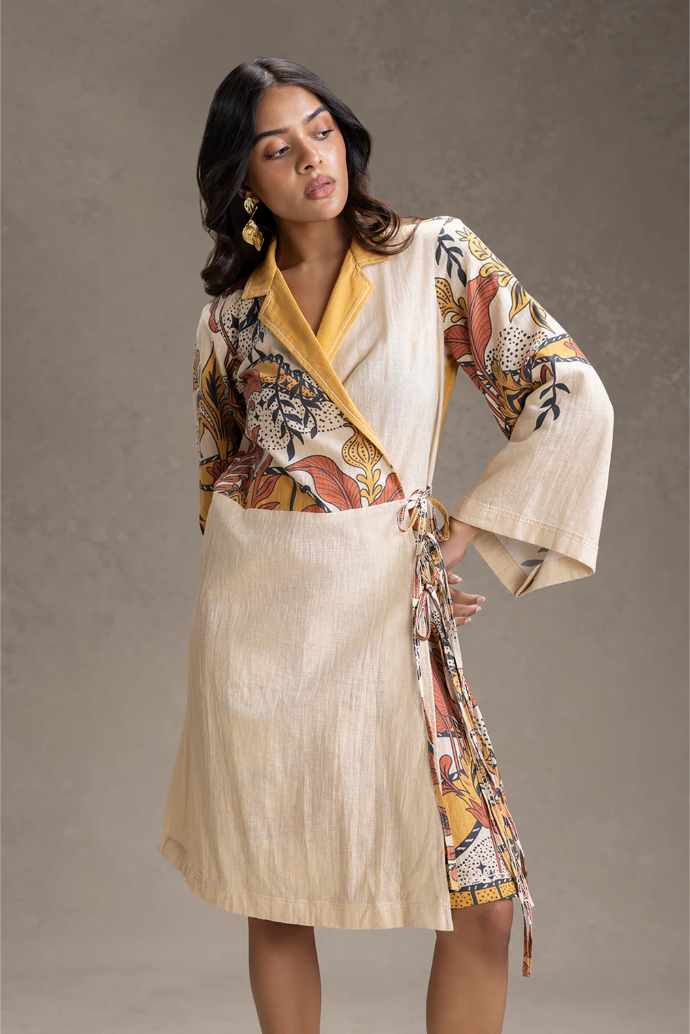 Kyomi Printed Overlap Dress