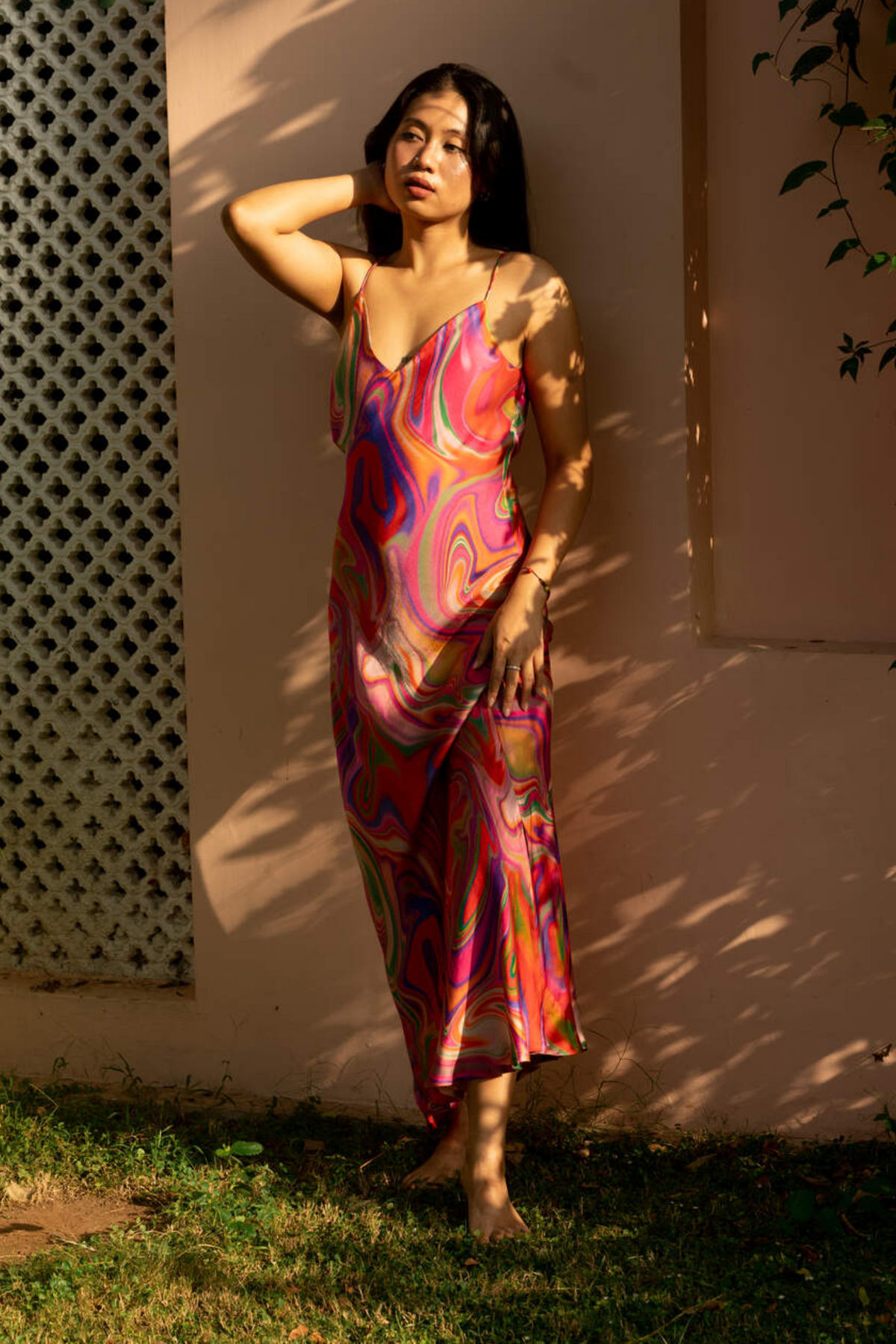 Satin Slip Dress - Candy Wave
