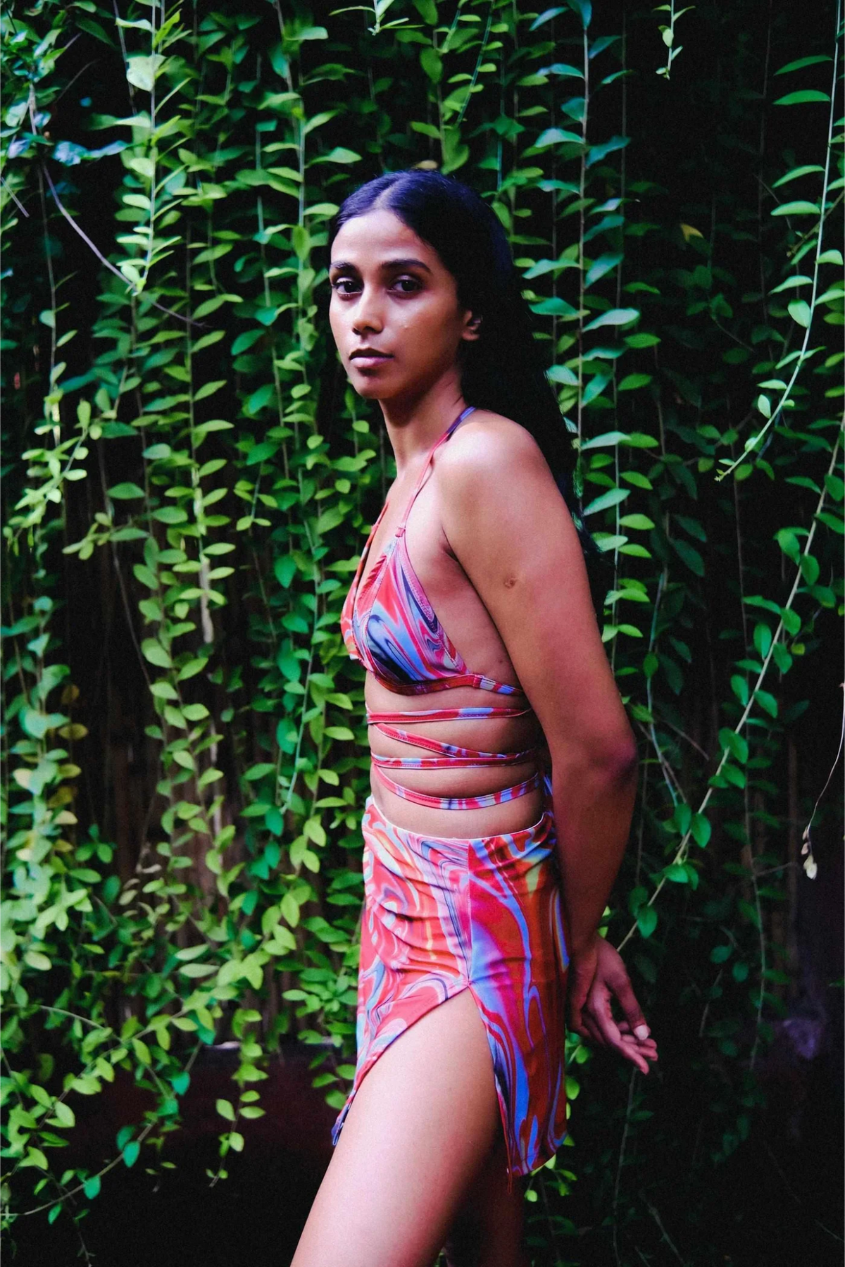 Coverall Swim Skirt - Cayenne Wave
